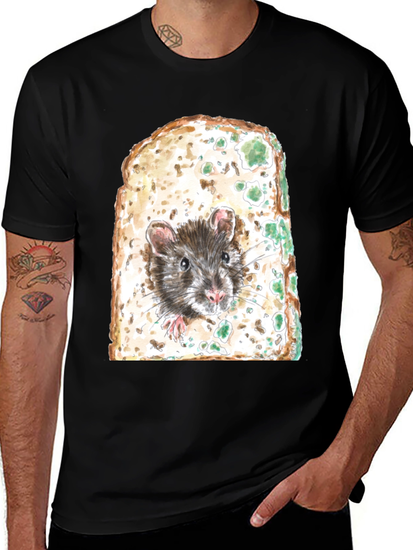 Variant 14 of Rat in Moldy Bread Slice T-Shirt - Unique Graphic Tee