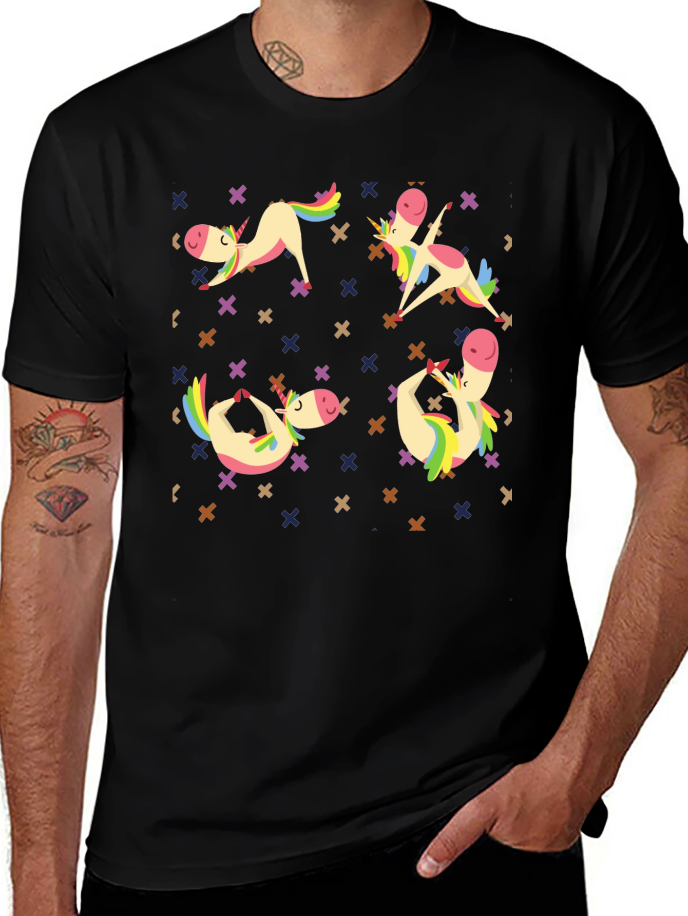 Variant 29 of Unicorn Yoga Black Graphic Tee