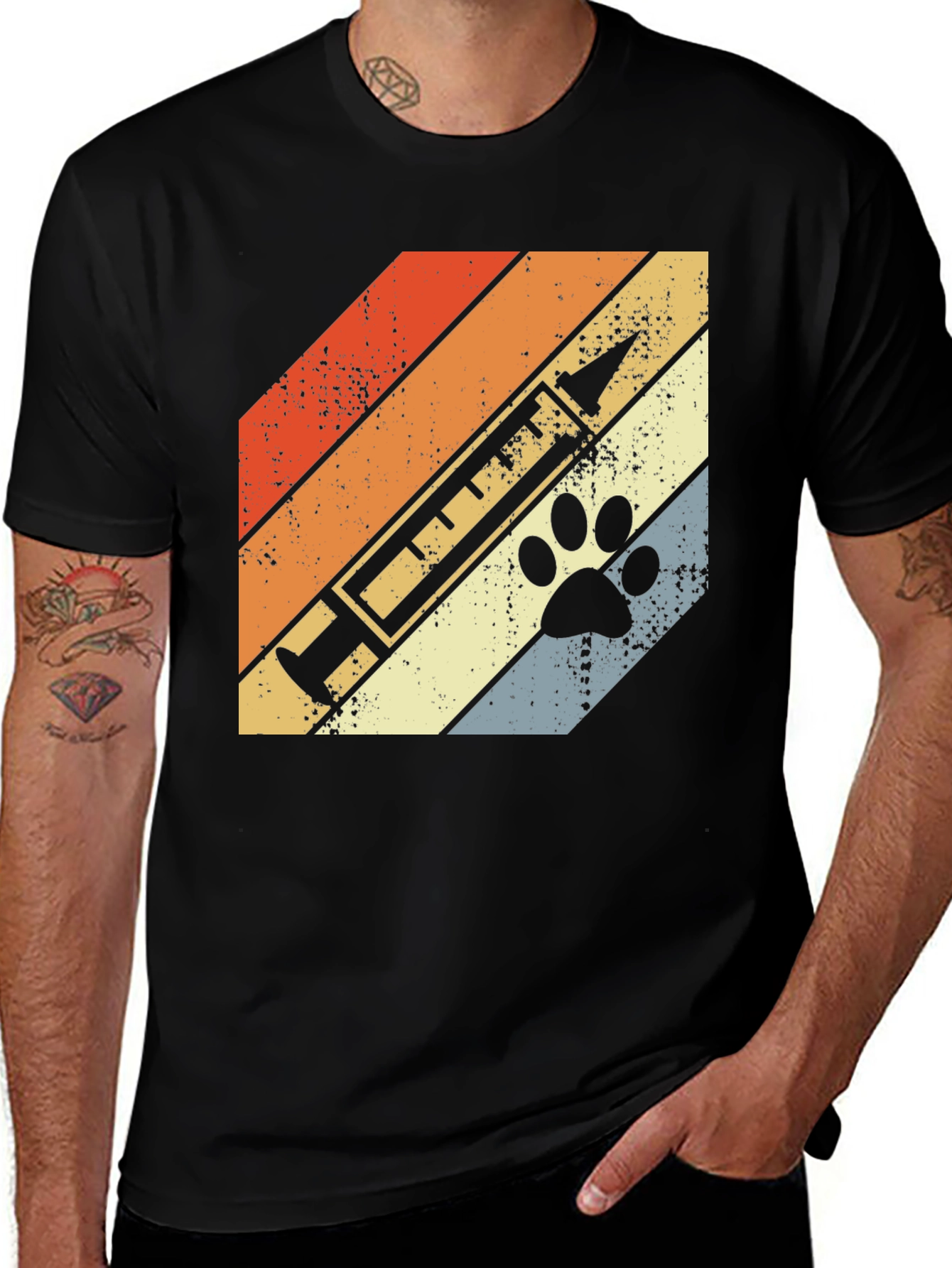 Variant 24 of Retro Vet Paw Print Syringe Tee