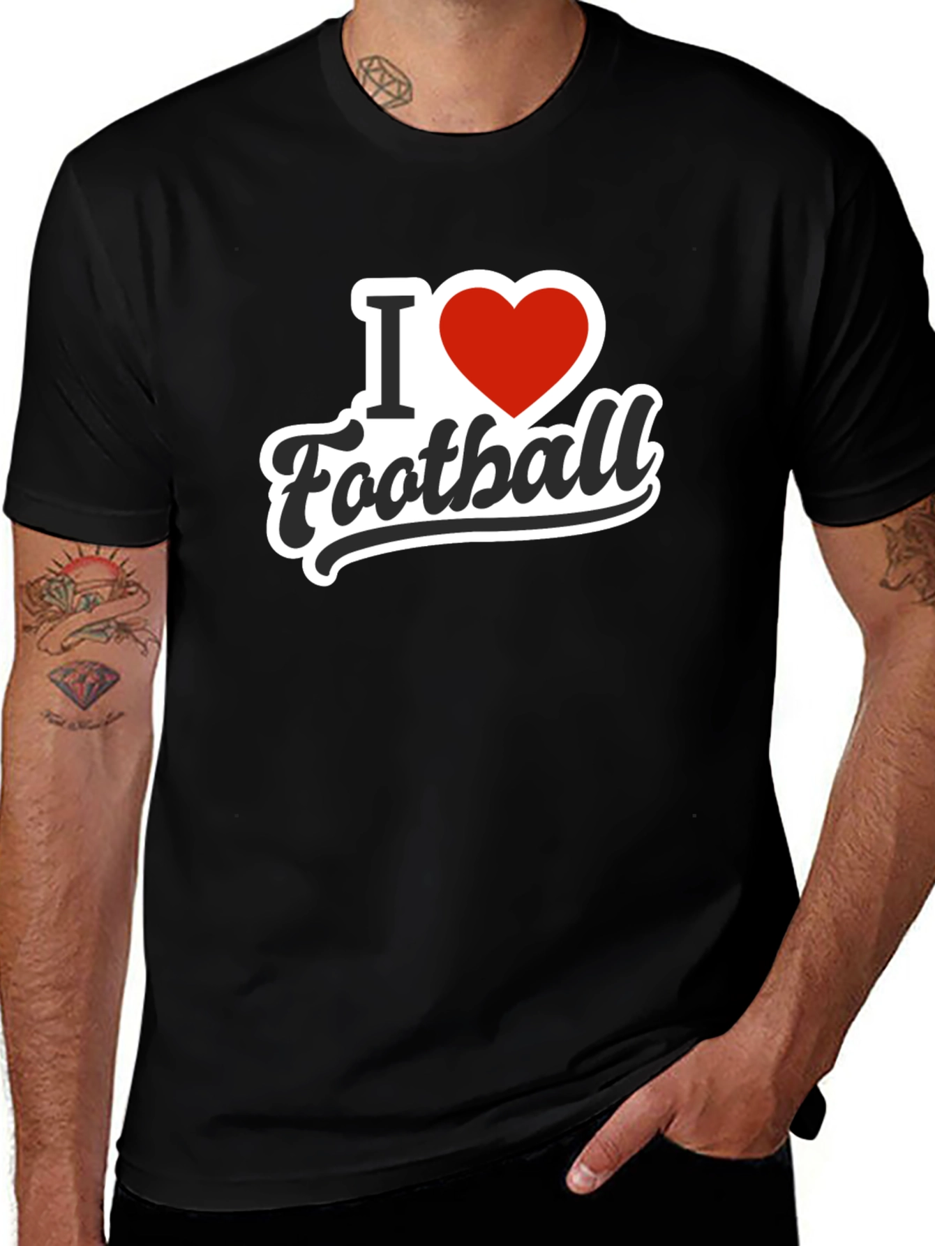 Variant 28 of I Love Football Black Graphic Tee Shirt