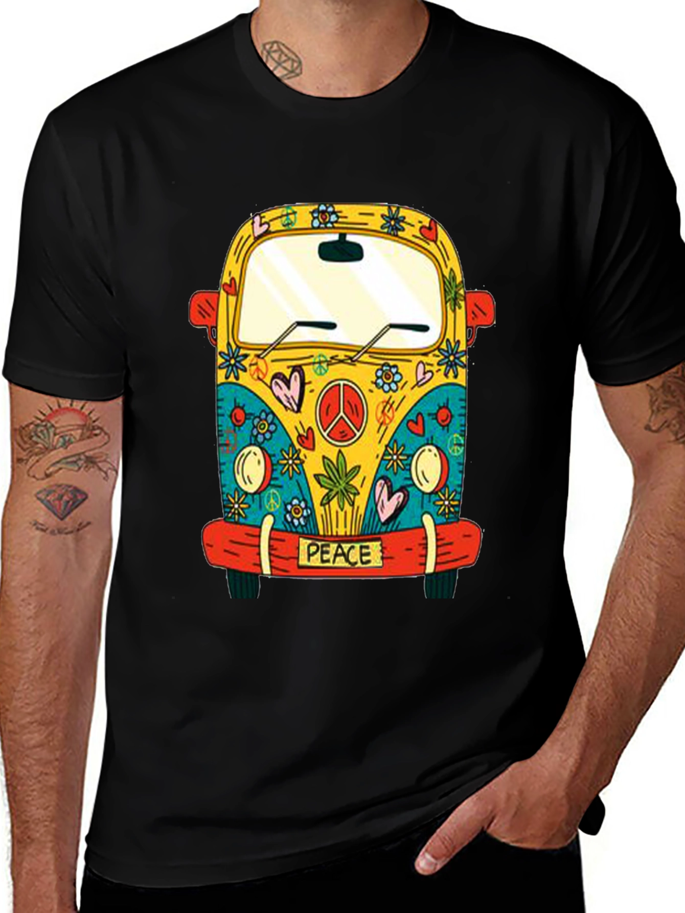 Variant 30 of Retro Peace Van Graphic Tee - Black
