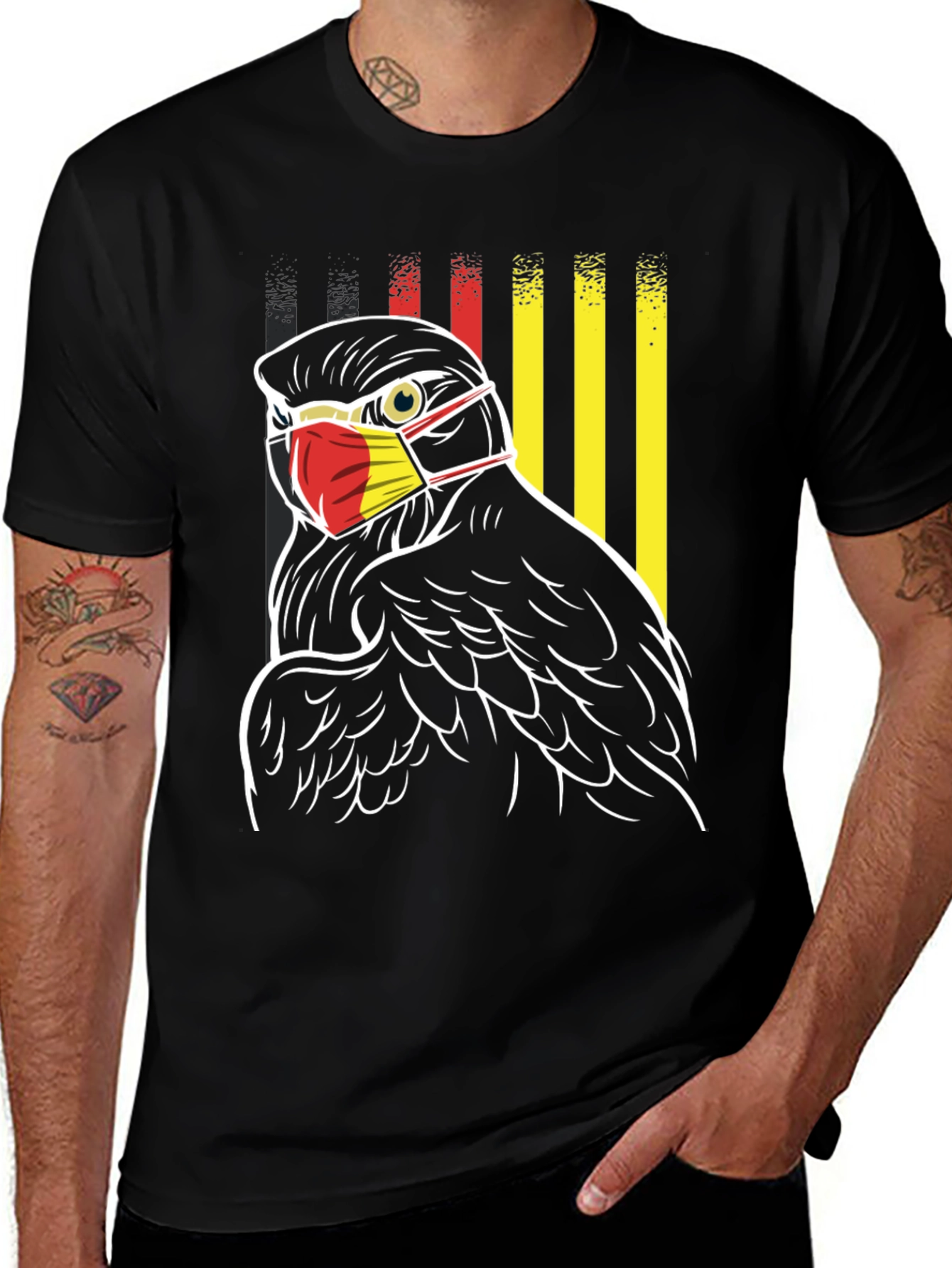 Variant 11 of Patriotic Eagle Face Mask T-Shirt - Black