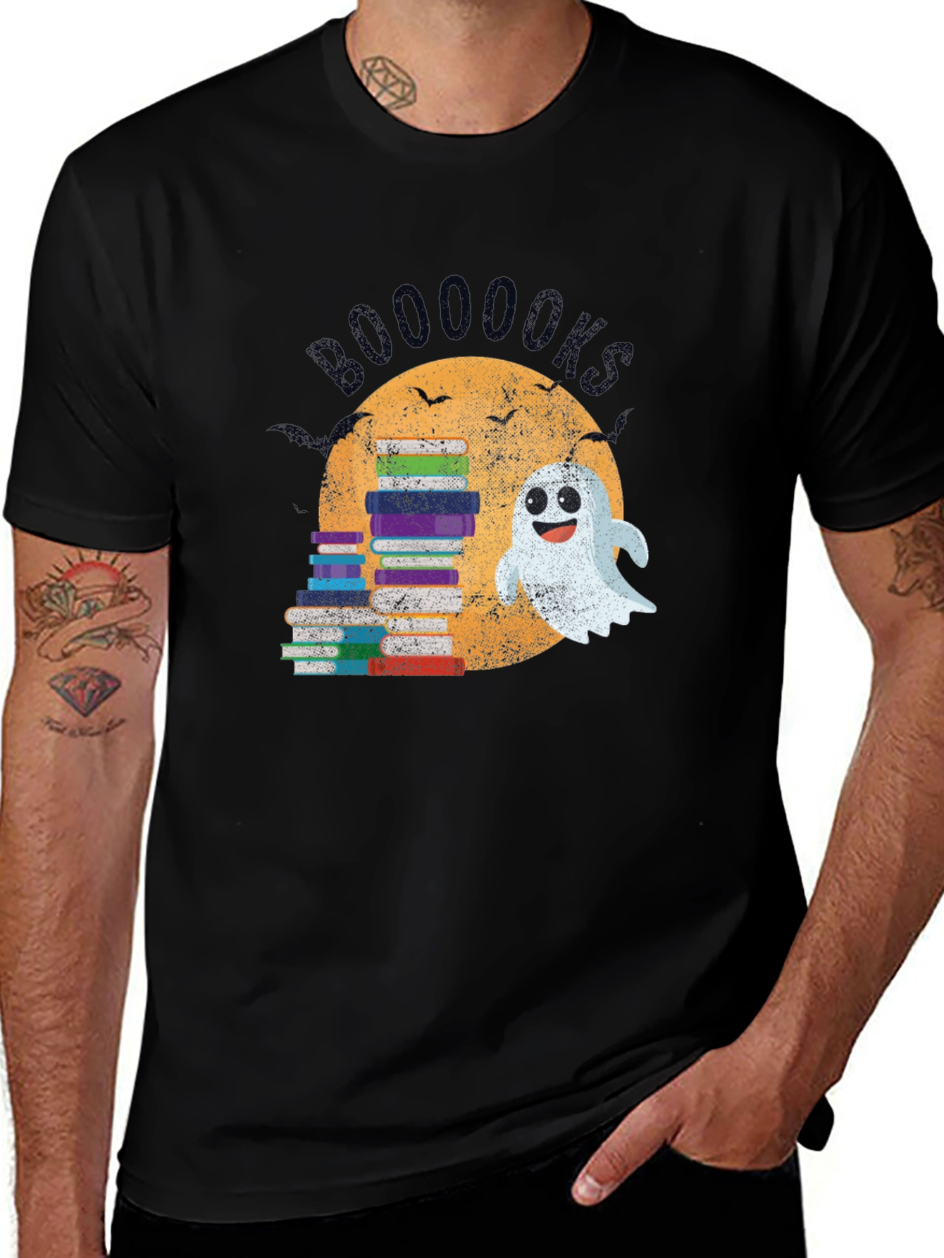 Variant 10 of Booooks! Funny Halloween Ghost Reading T-Shirt