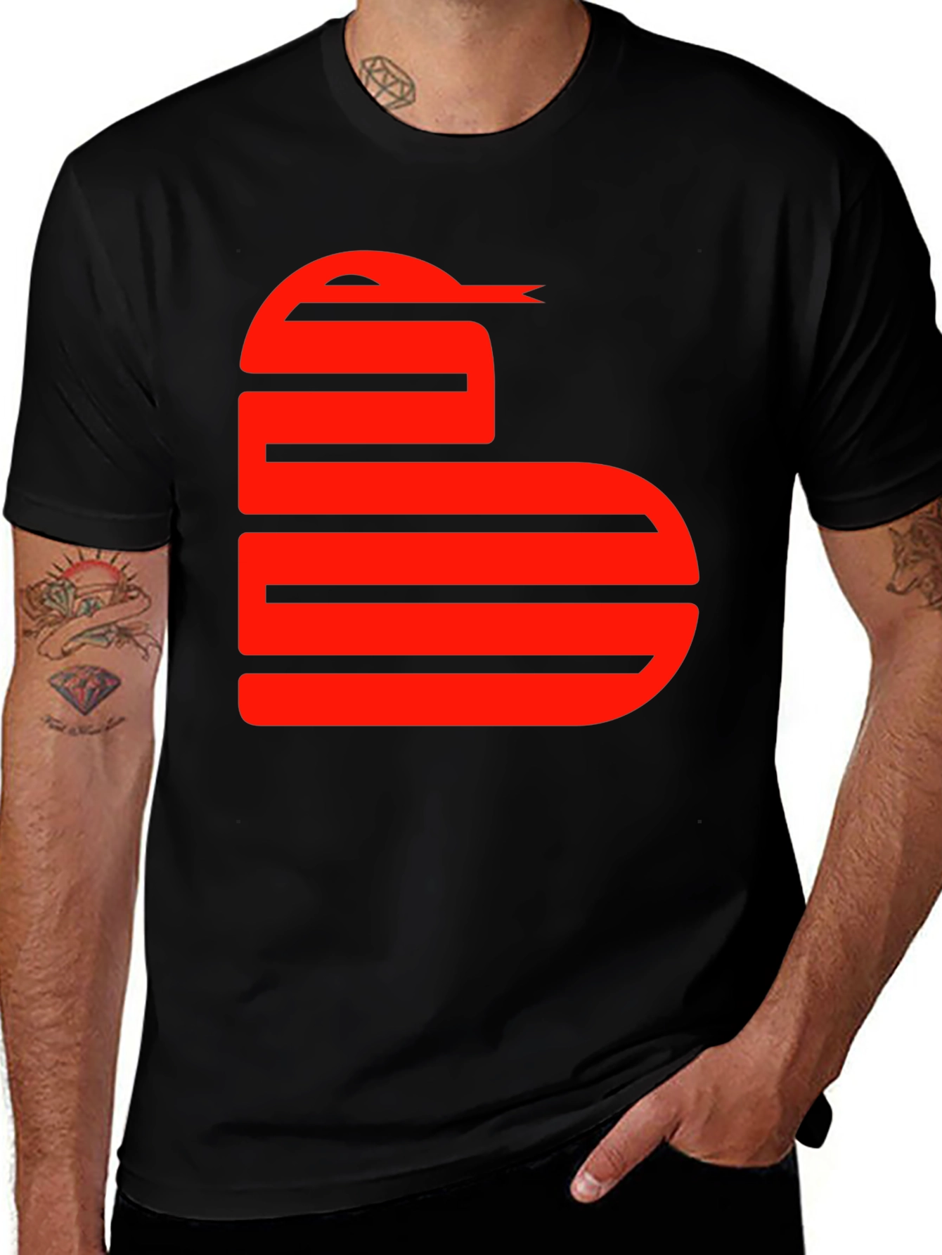 Variant 21 of Snake Graphic Tee - Red Serpent on Black