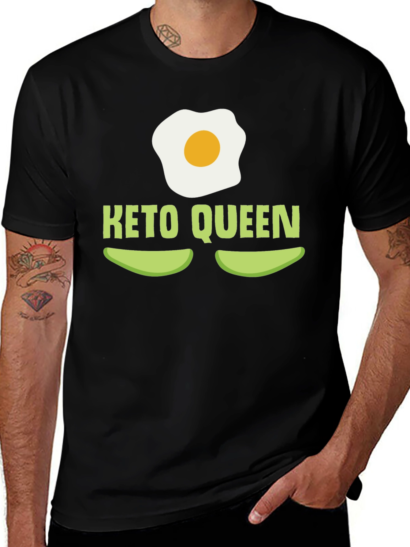 Variant 23 of Keto Queen T-Shirt - Egg & Avocado Graphic Tee