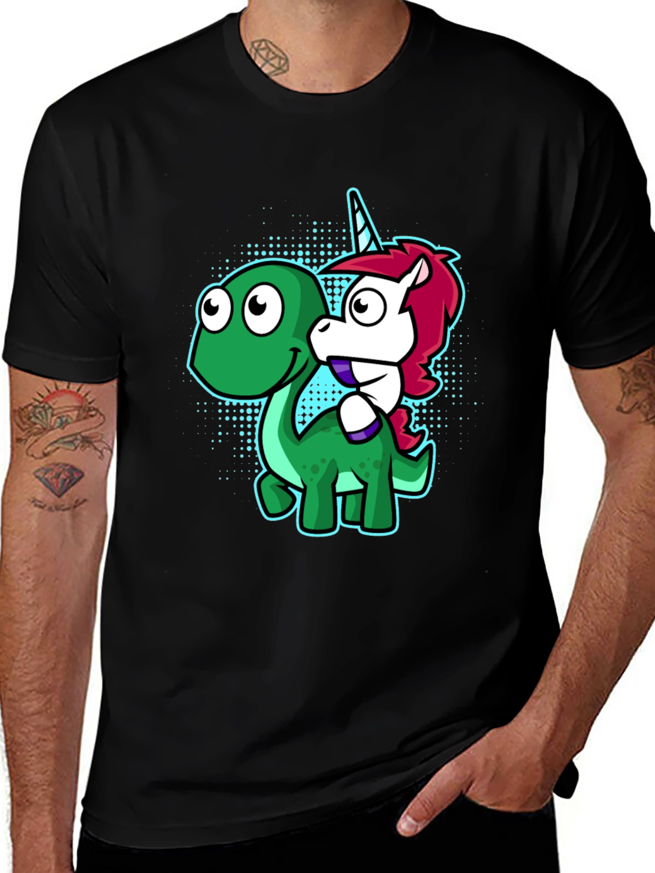 Variant 23 of Unicorn Riding Dino Graphic Tee