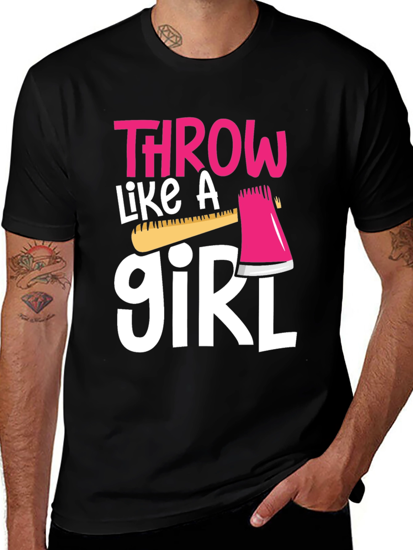 Variant 21 of Throw Like a Girl T-Shirt - Axe Throwing