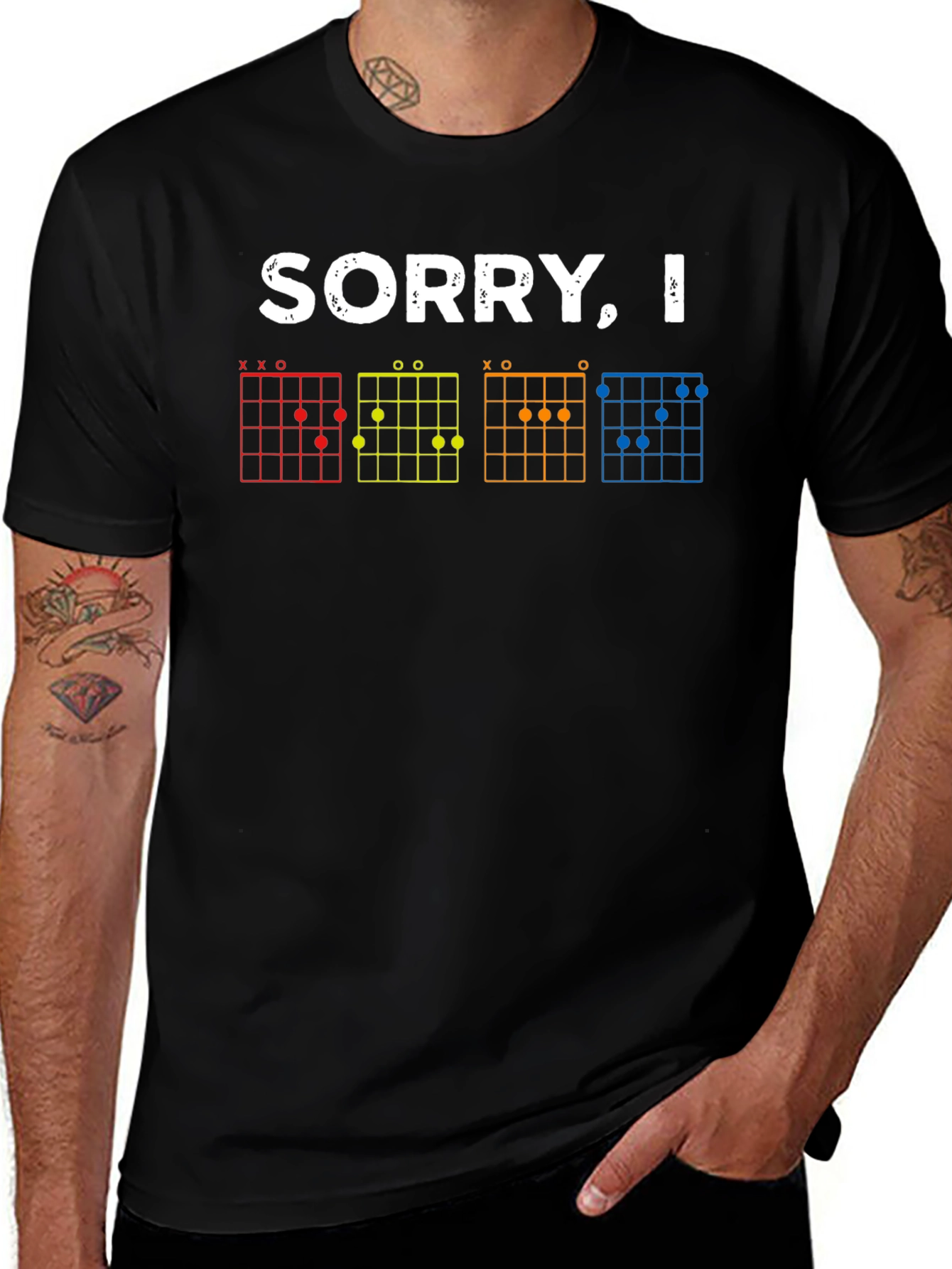 Variant 4 of Sorry I Flat Guitar Chord T-Shirt Musician Tee