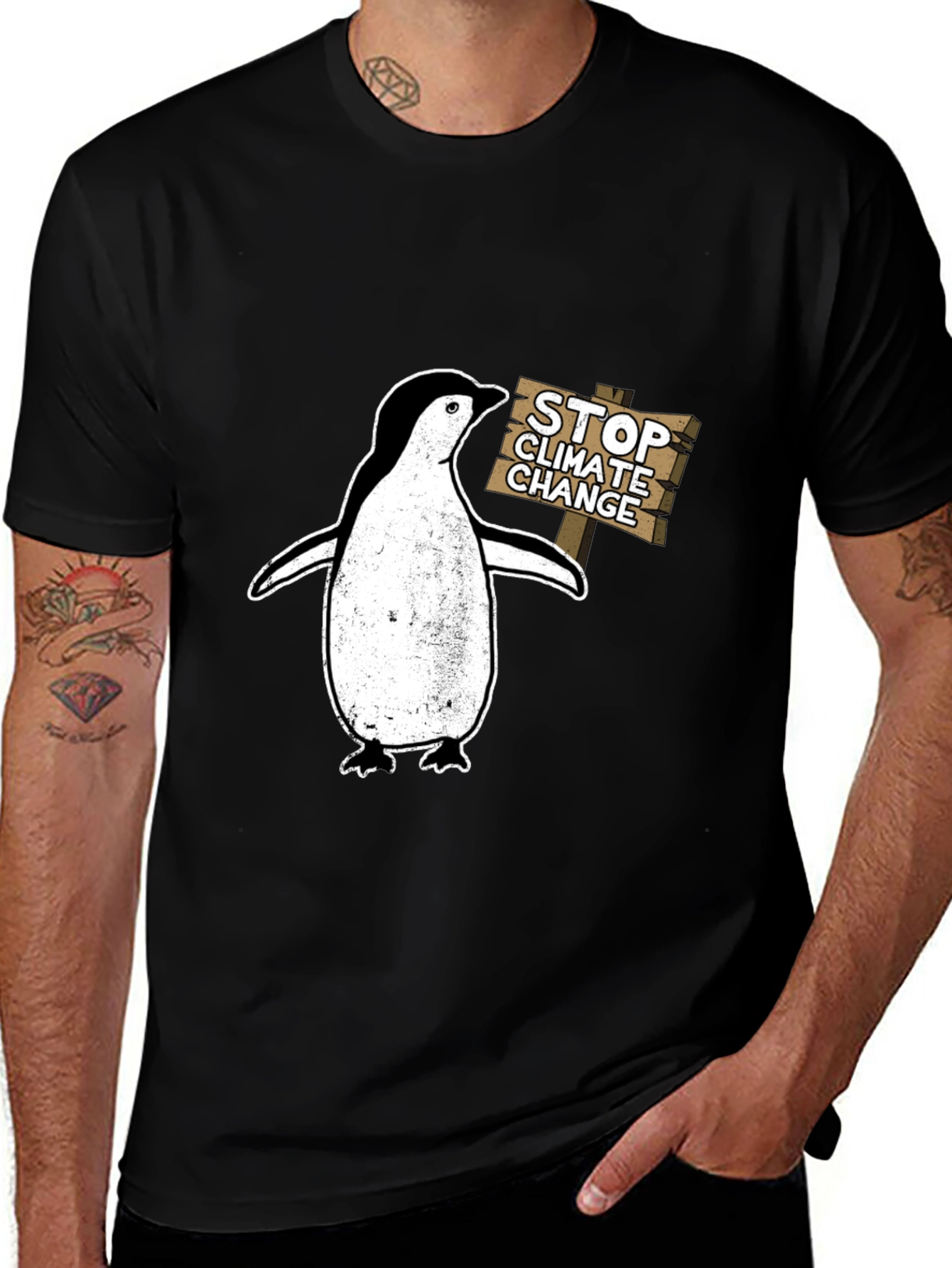 Variant 14 of Stop Climate Change Penguin T-Shirt - Eco-Friendly Fashion