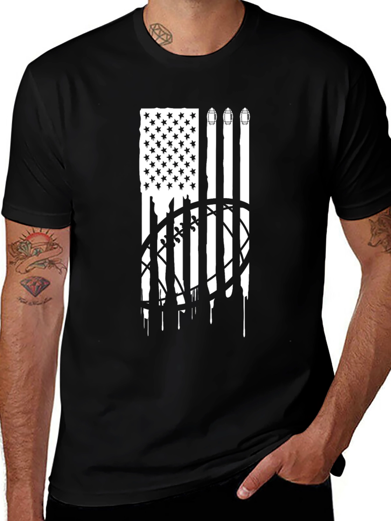 Variant 20 of Football Flag Graphic Tee - Patriotic Sports Shirt