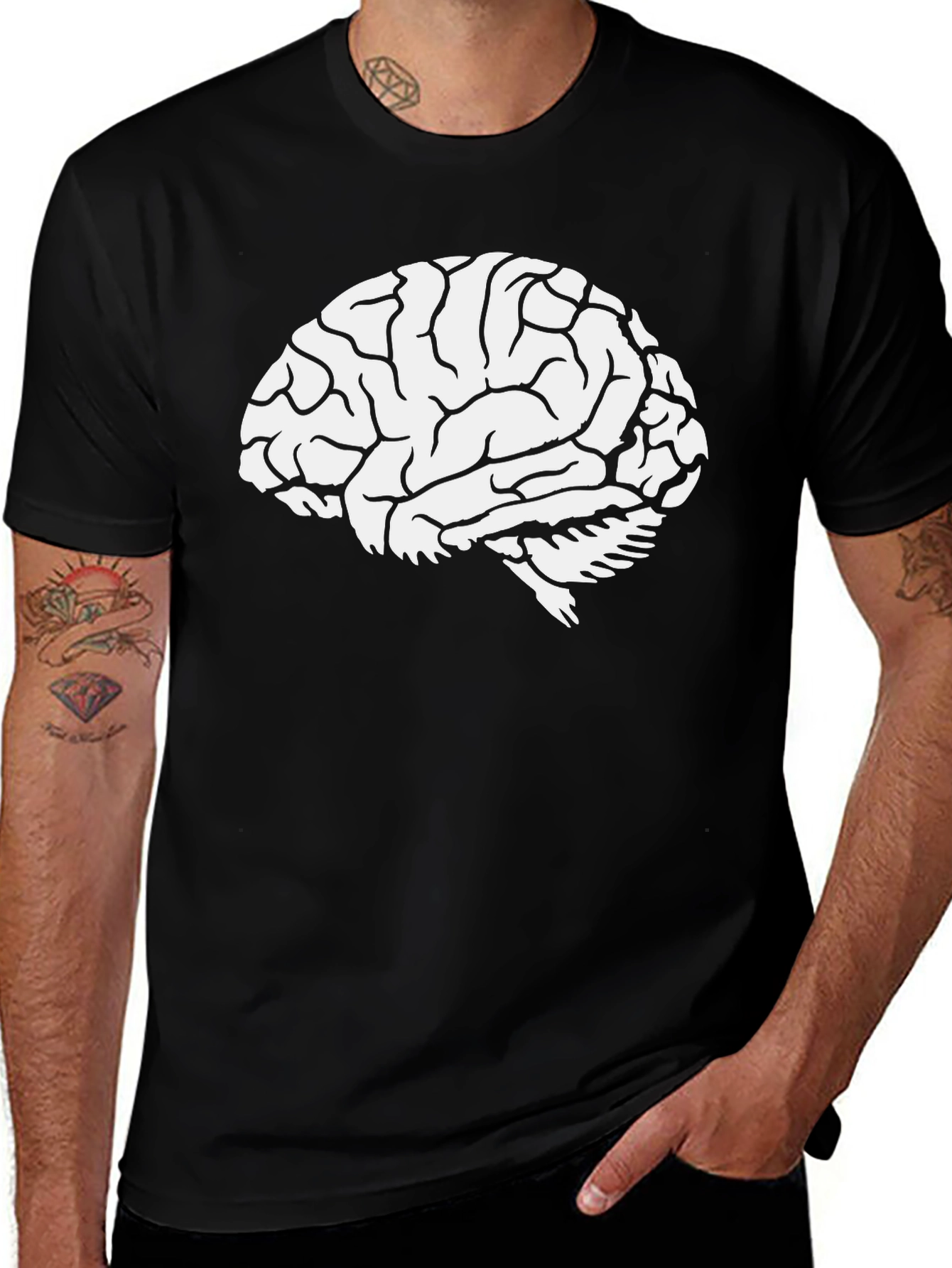 Variant 8 of Brain Graphic Tee - Mens Black T-Shirt