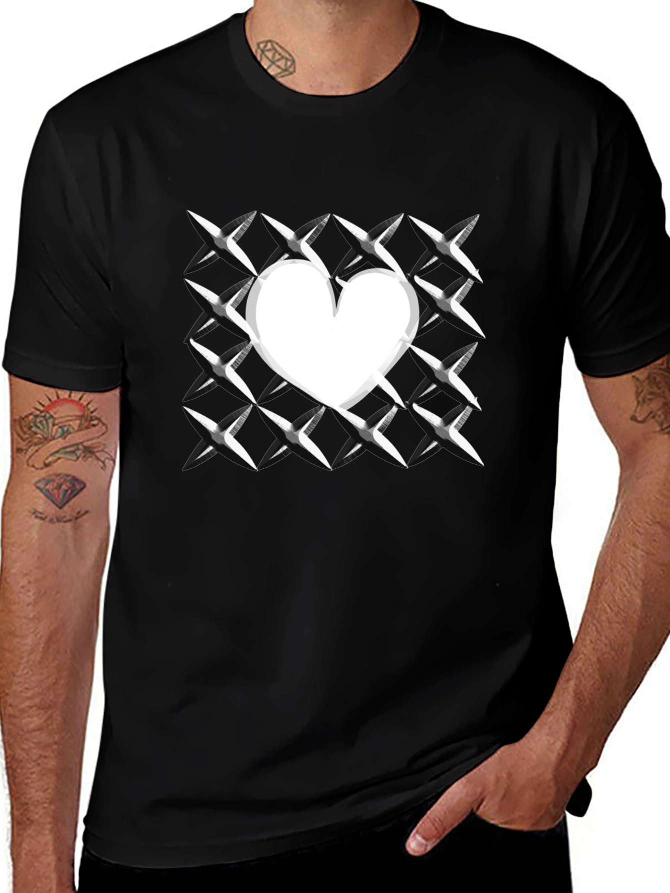 Variant 12 of Heart Grid Graphic Tee - Modern Casual T-Shirt