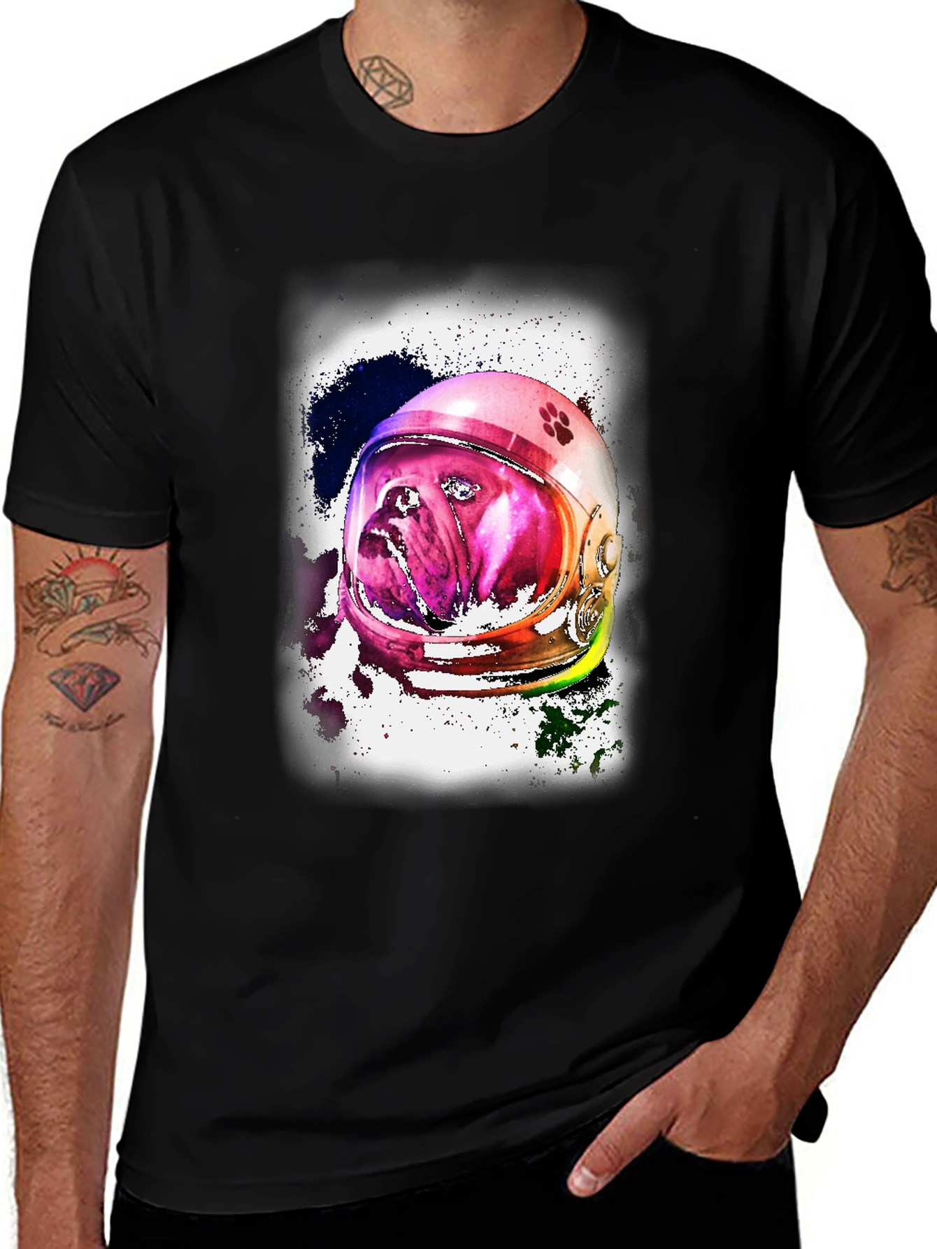 Variant 21 of Astronaut Dog Graphic Tee - Unique Space Bulldog T-Shirt