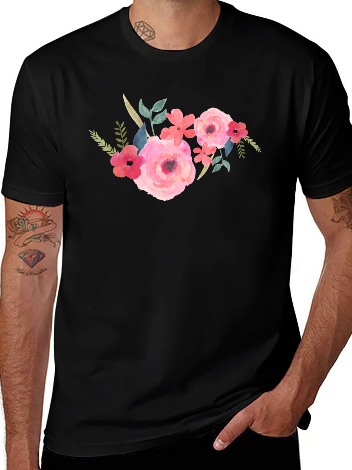Variant 21 of Floral Graphic Black T-Shirt