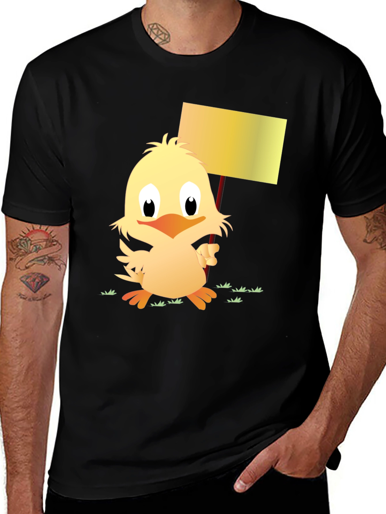 Variant 23 of Cute Chick Holding Sign Black T-Shirt