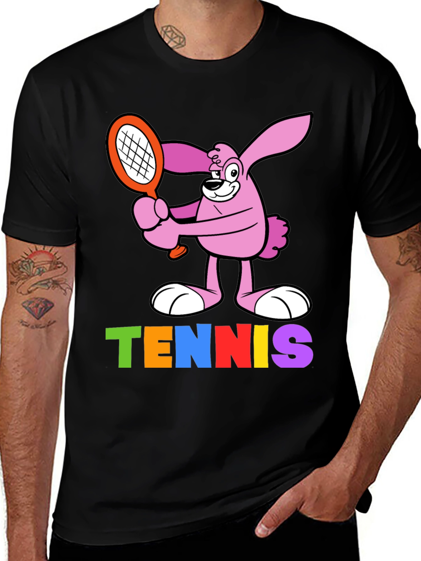 Variant 13 of Cartoon Bunny Tennis T-Shirt