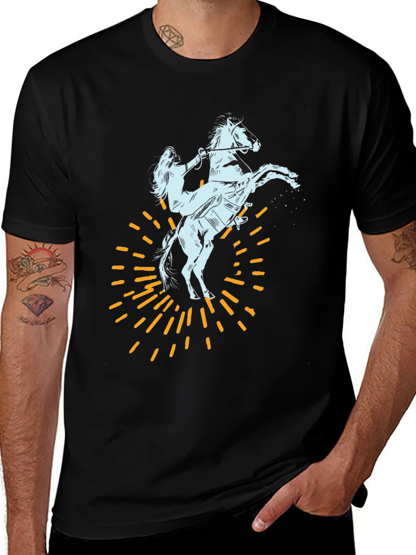 Variant 22 of Rearing Horse Graphic Tee - Black Unisex T-Shirt