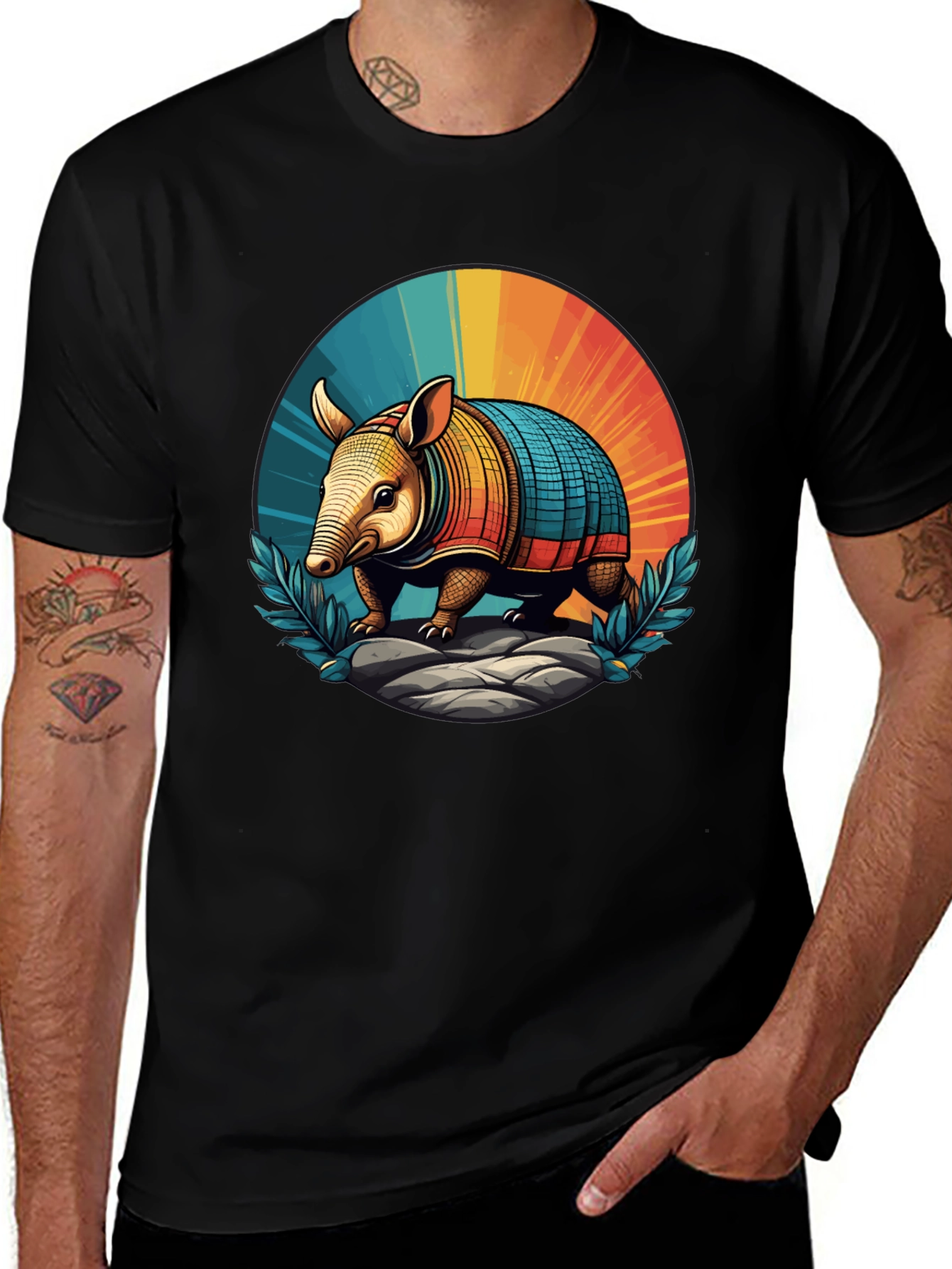 Black Armadillo Graphic Tee - Retro Style Comfort main image