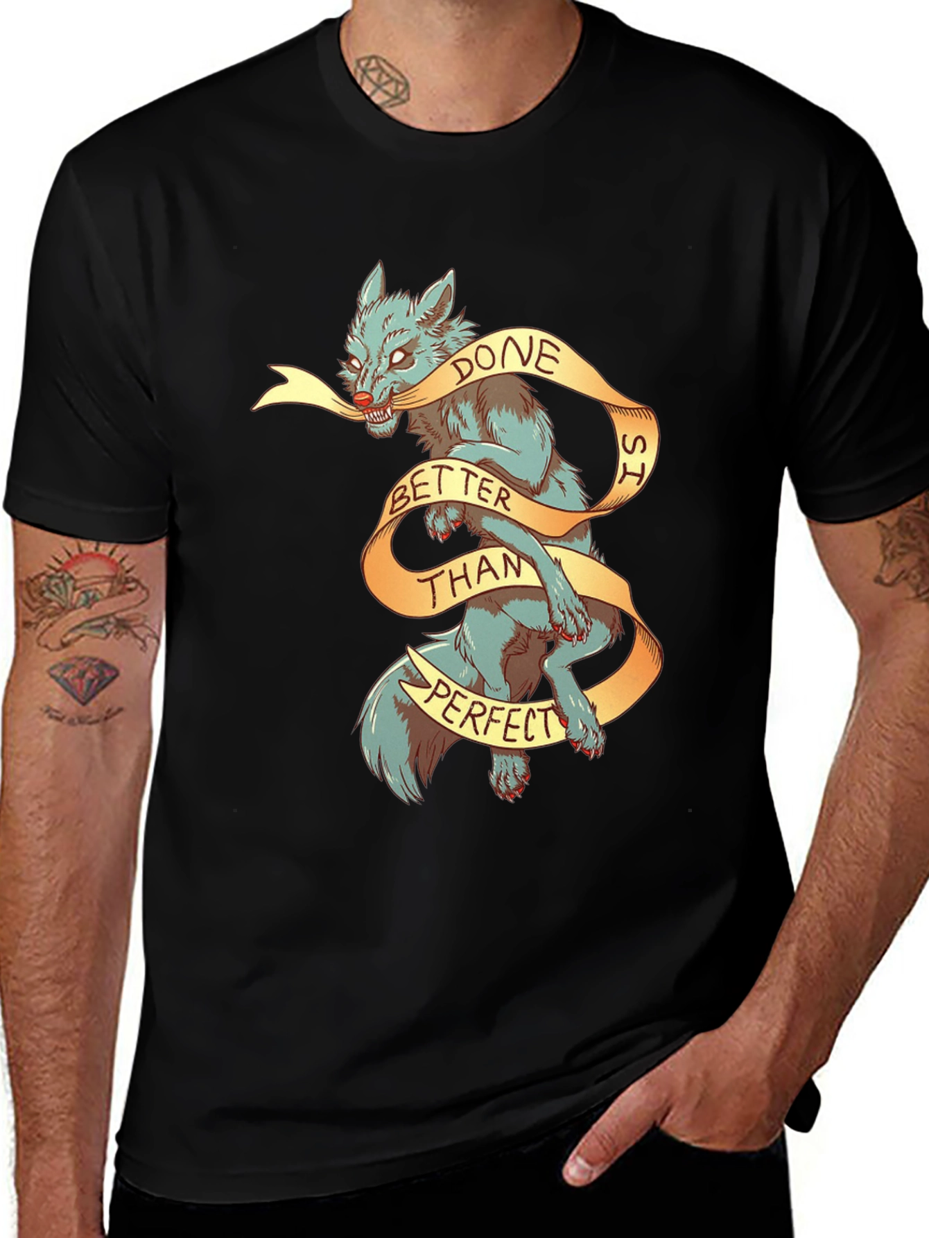 Variant 5 of Done Is Better Than Perfect Wolf Graphic T-Shirt