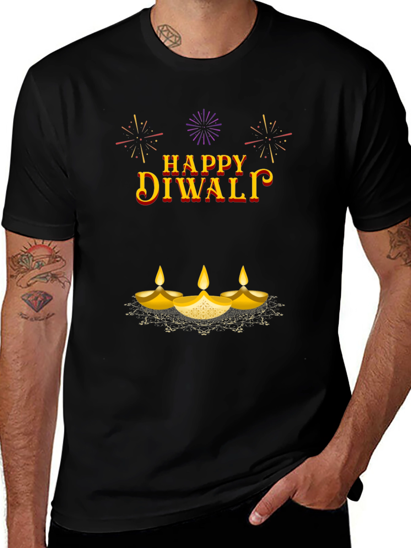 Happy Diwali Graphic T-Shirt - Black