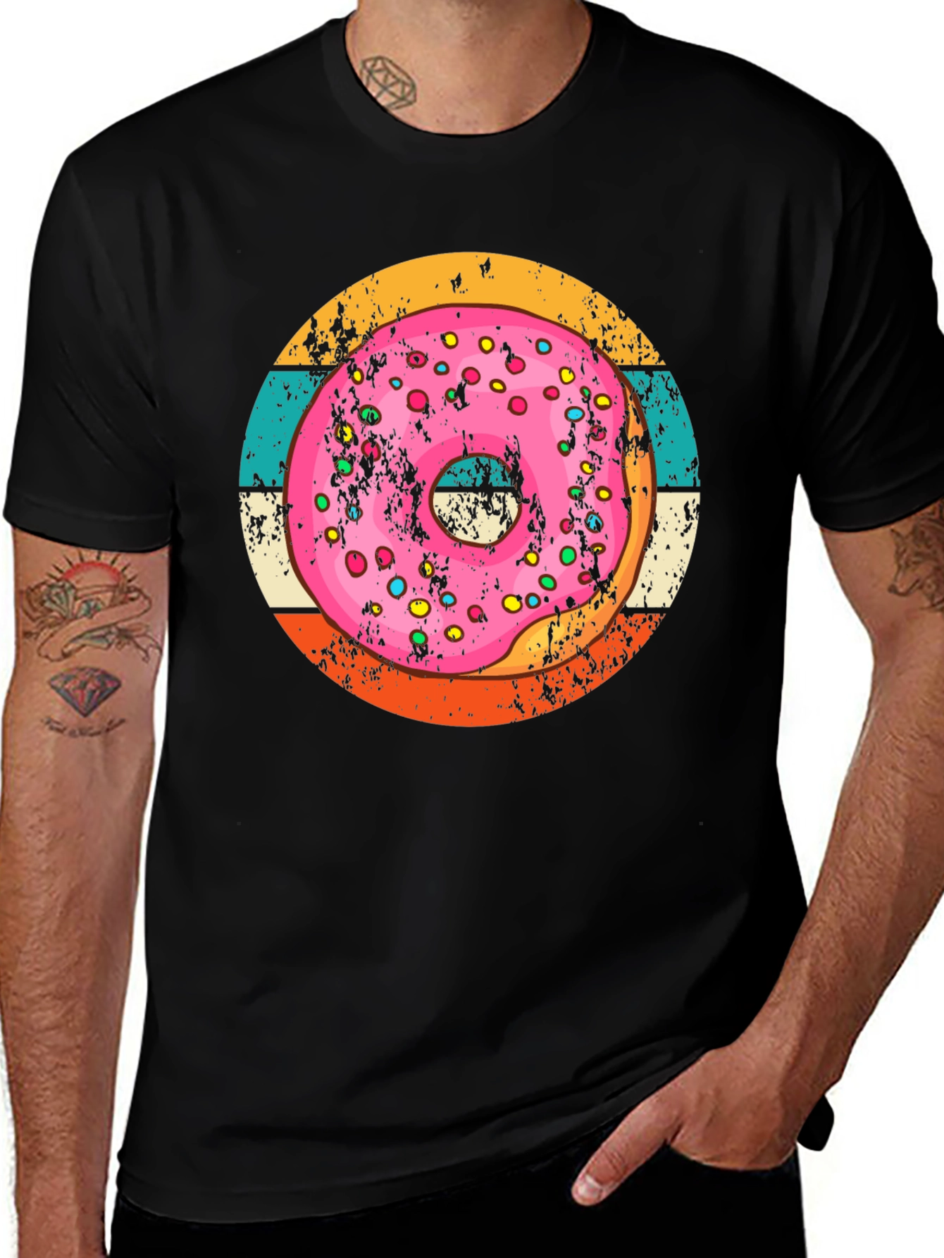 Variant 27 of Retro Donut Graphic Tee - Unisex Black Cotton T-Shirt