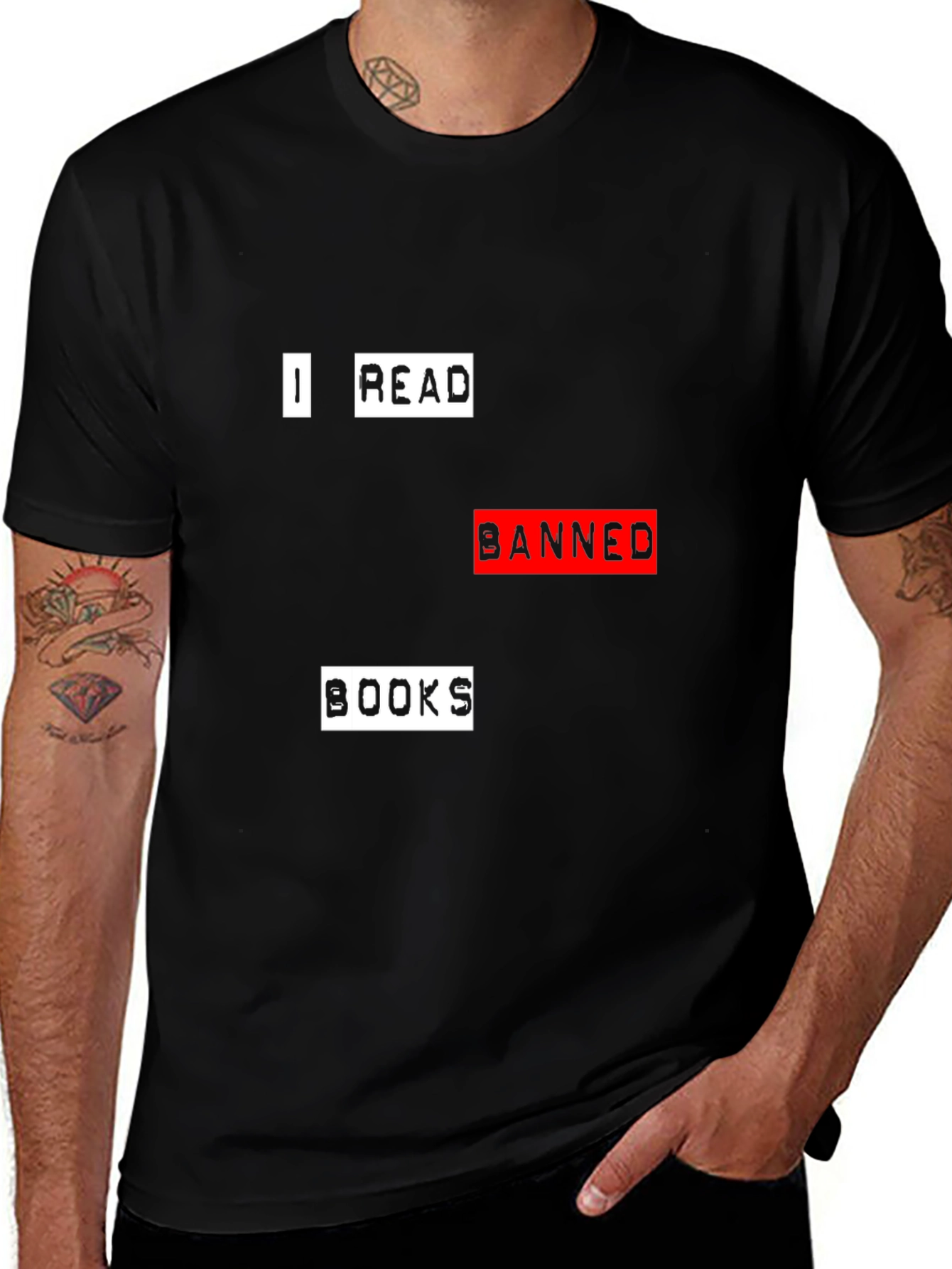 Variant 12 of I Read Banned Books T-Shirt - Black, Statement Tee