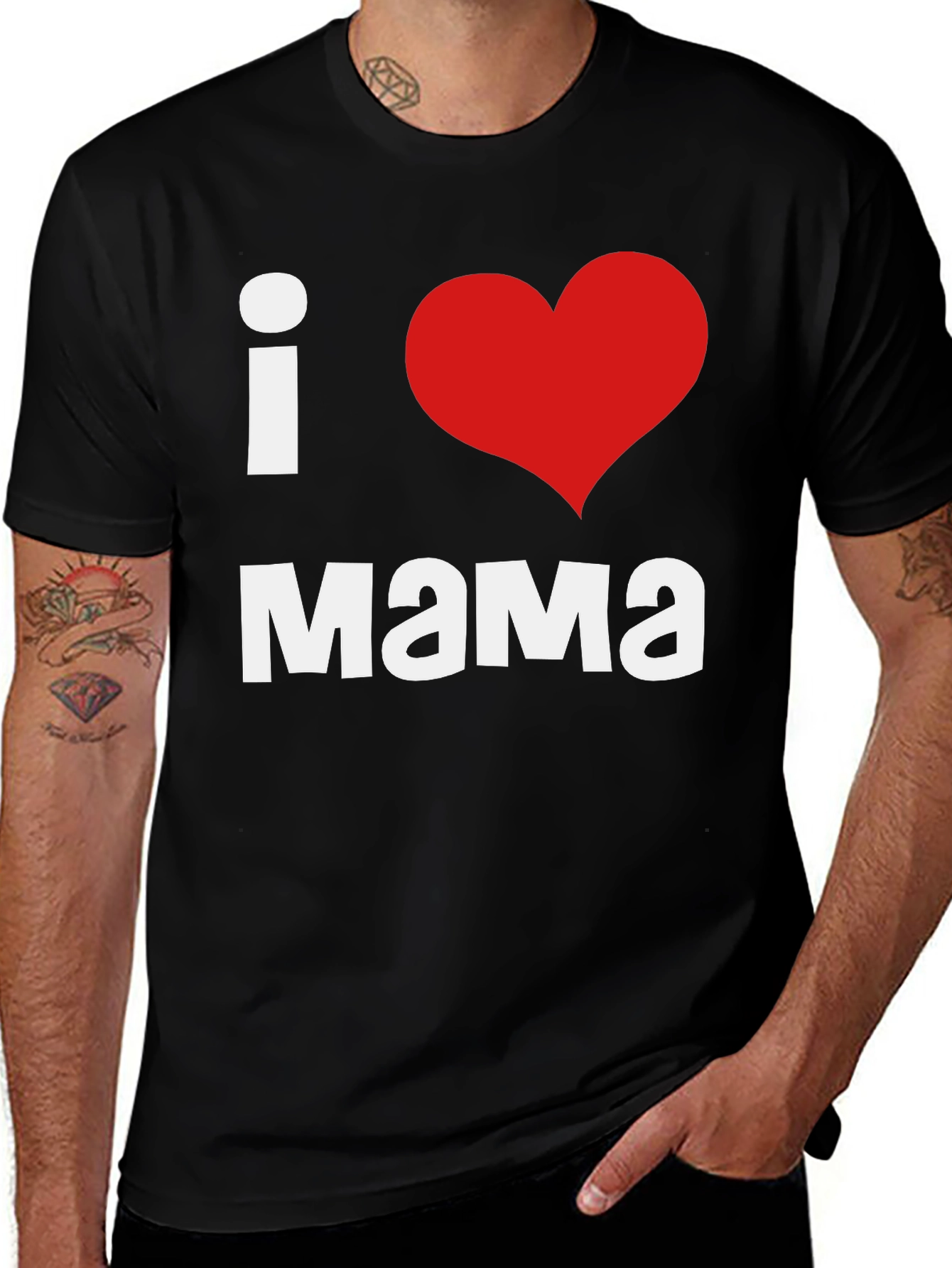 I Love Mama T-Shirt - Black Graphic Tee