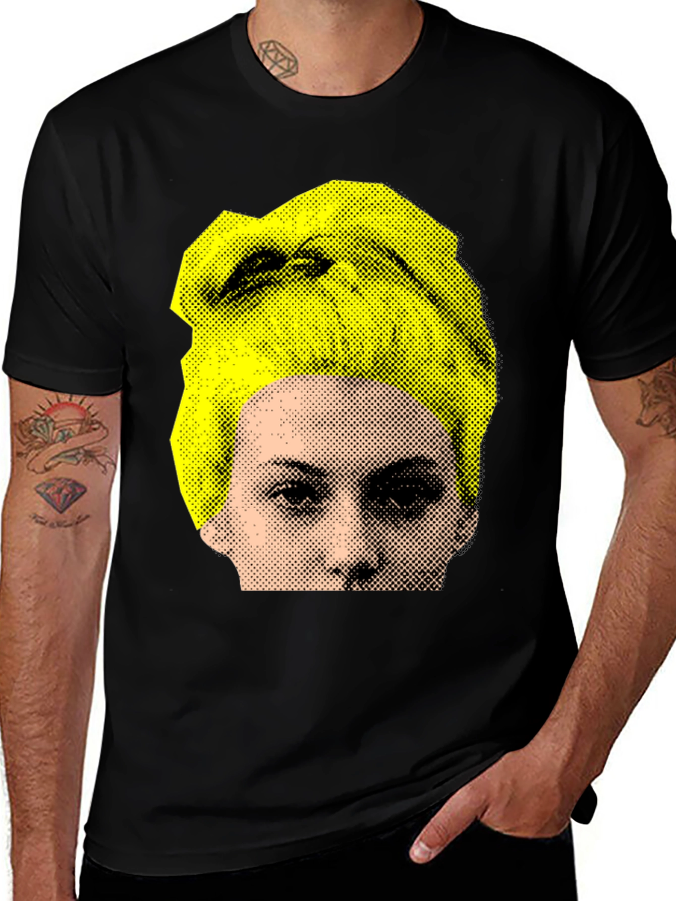 Variant 24 of Abstract Portrait Graphic Print Black T-Shirt