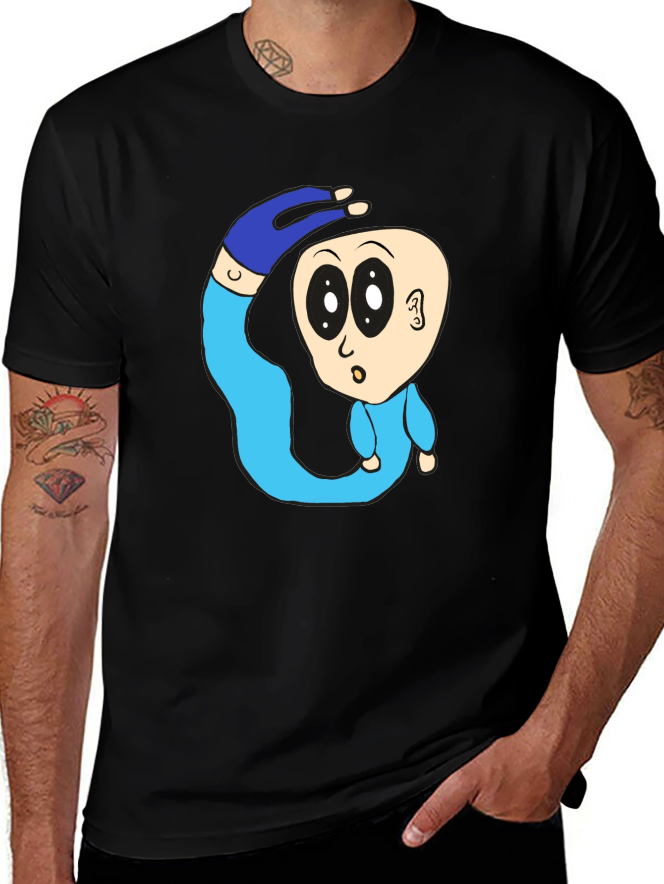 Black Cartoon Character Graphic Black T-Shirt main image