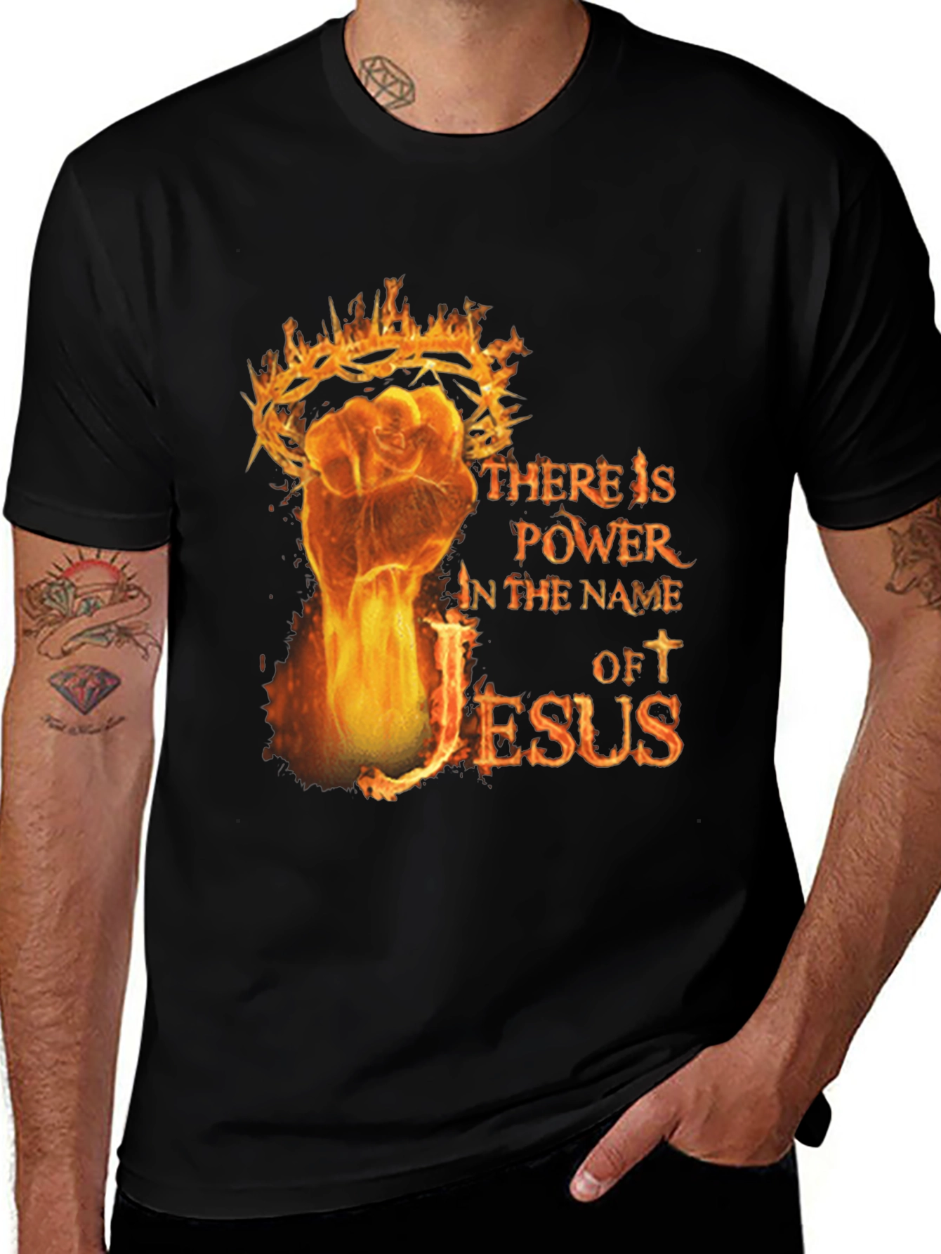 Fiery Jesus Power T-Shirt - Christian Apparel