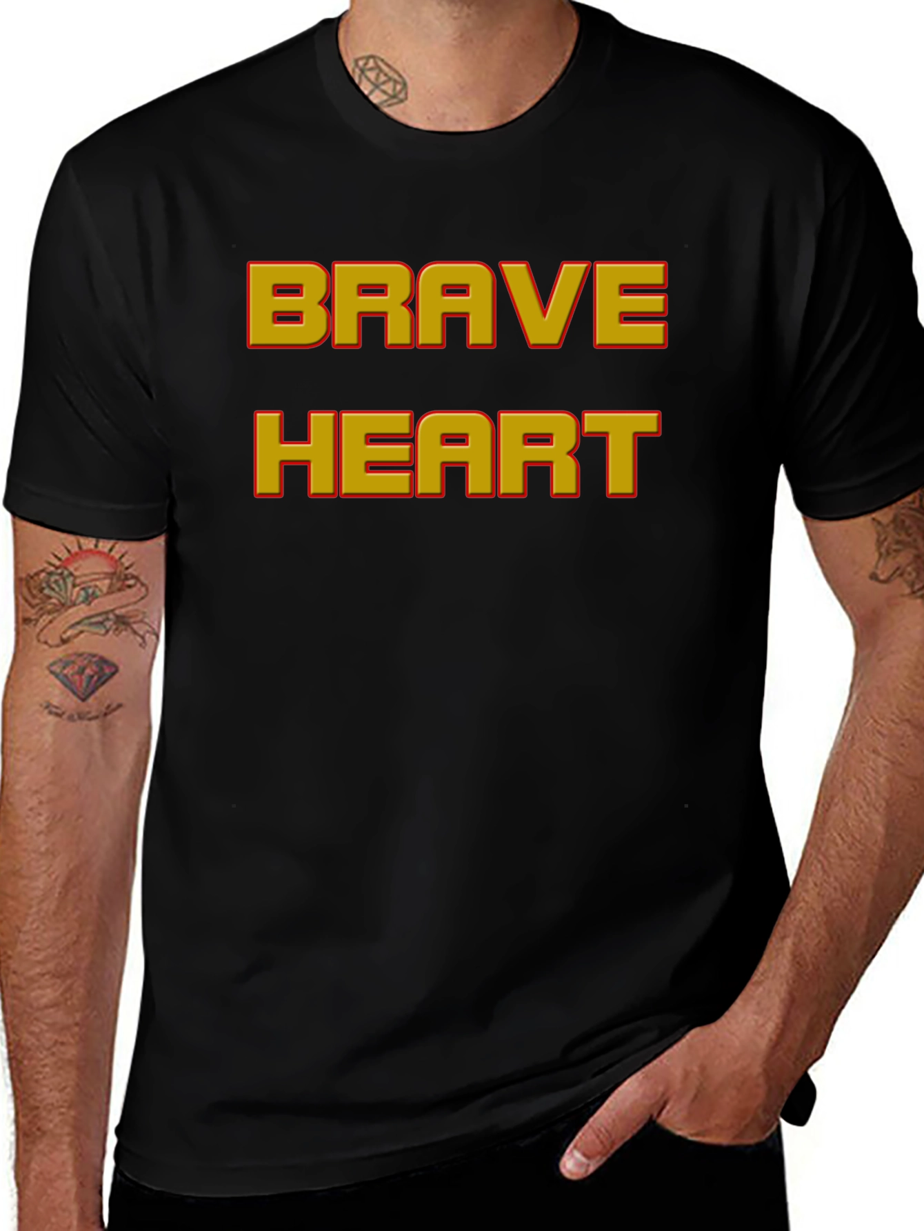 Variant 7 of Brave Heart Graphic Print Black T-Shirt