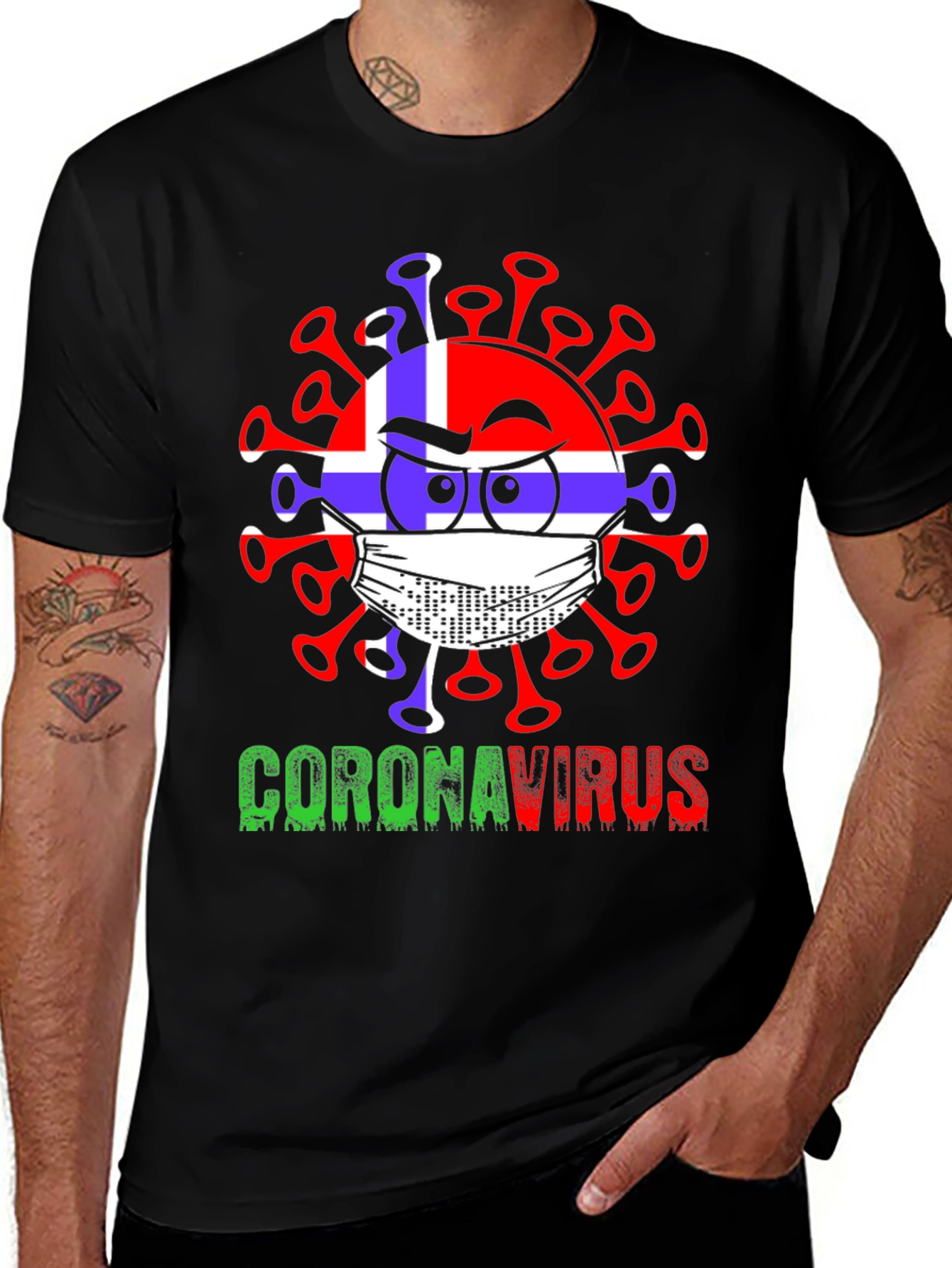Variant 16 of Norway Flag Coronavirus Graphic T-Shirt