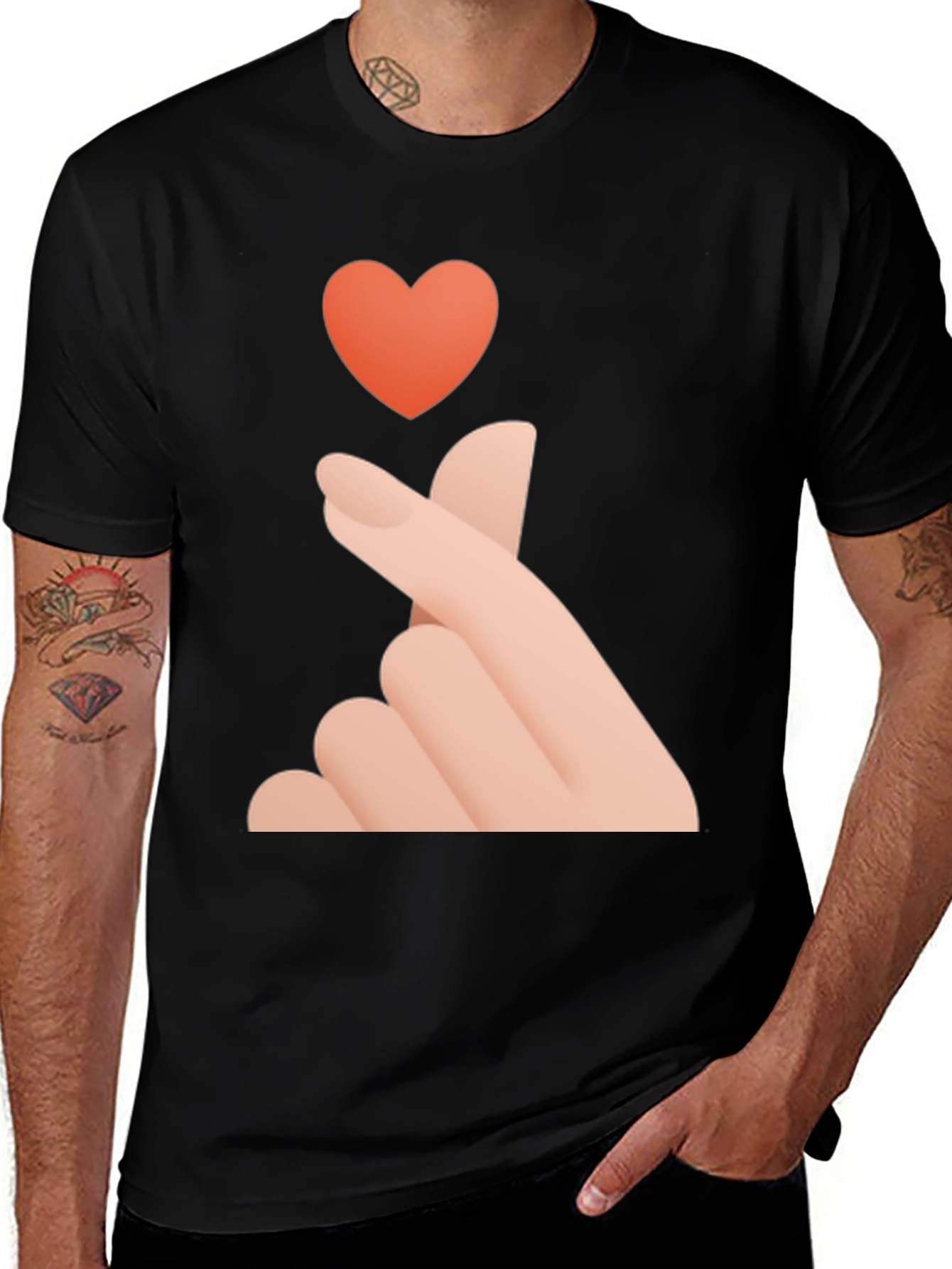 Variant 27 of Finger Heart Graphic Tee - Korean Love Sign Shirt
