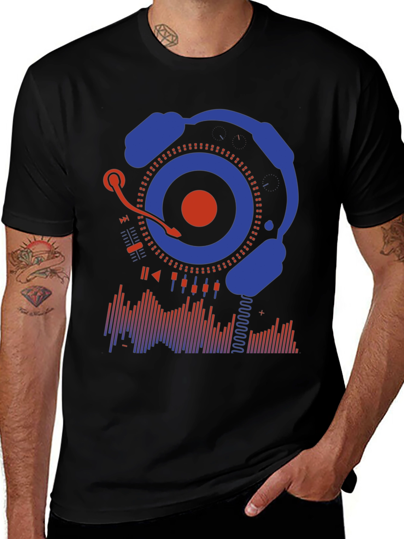 Variant 26 of DJ Headphones & Turntable Graphic T-Shirt