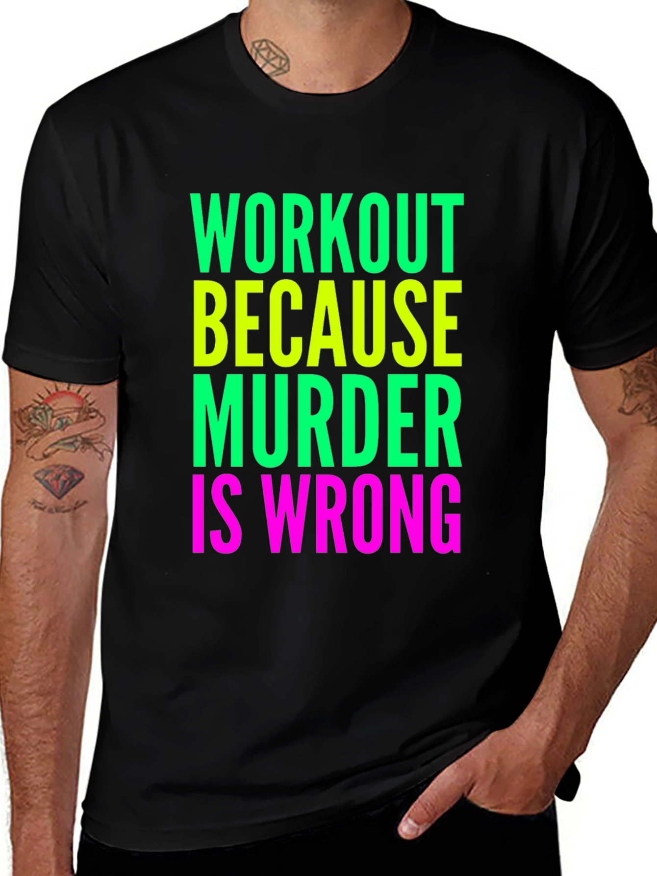 Variant 7 of Workout Because Murder Is Wrong T-Shirt