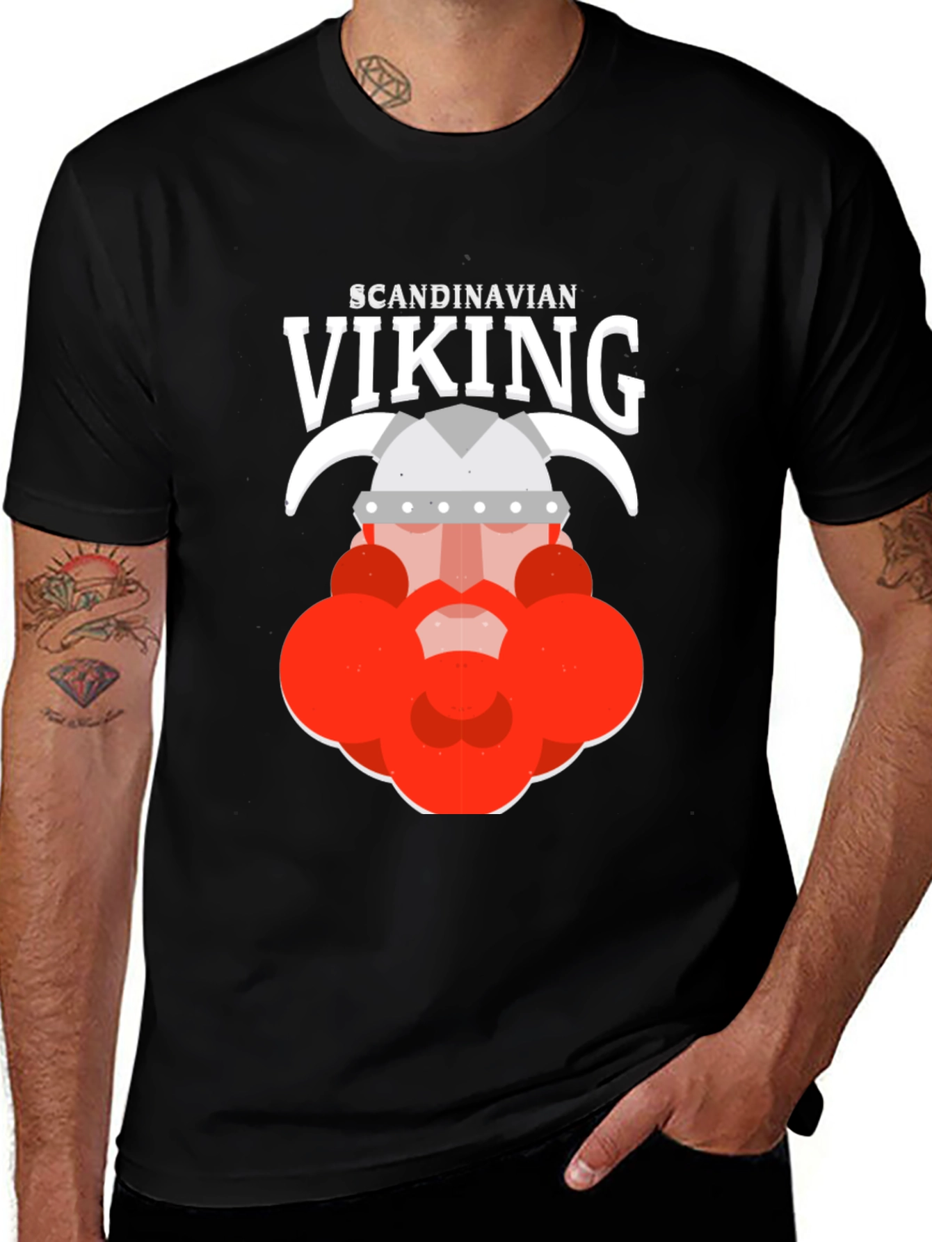 Variant 20 of Scandinavian Viking Graphic Tee - Black