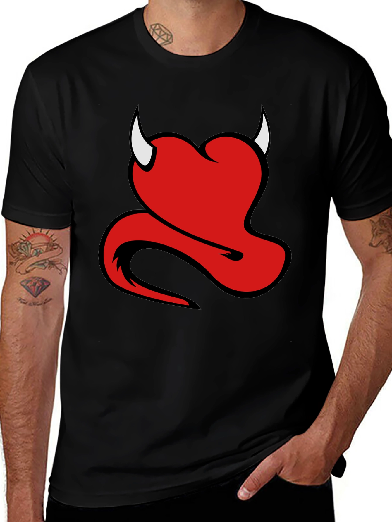 Variant 4 of Devil Heart Graphic Black T-Shirt