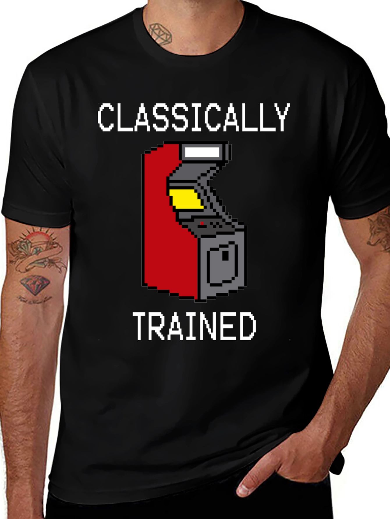 Variant 28 of Classically Trained Gamer T-Shirt - Retro Arcade Design
