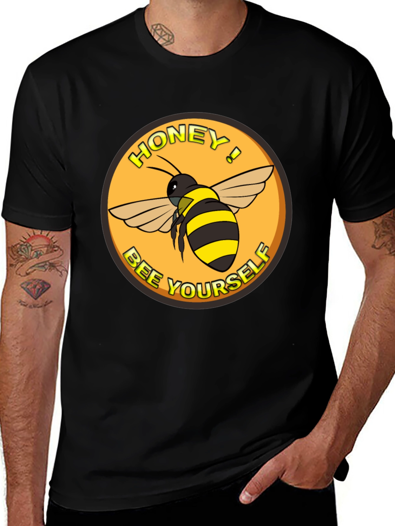 Variant 14 of Honey Bee Yourself Graphic Tee - Black