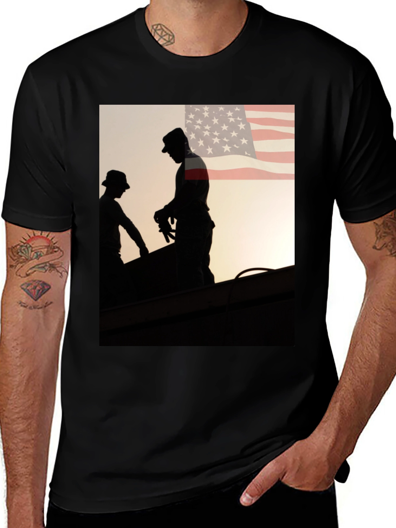 Variant 7 of Men's Graphic Tee - American Roofer Silhouette