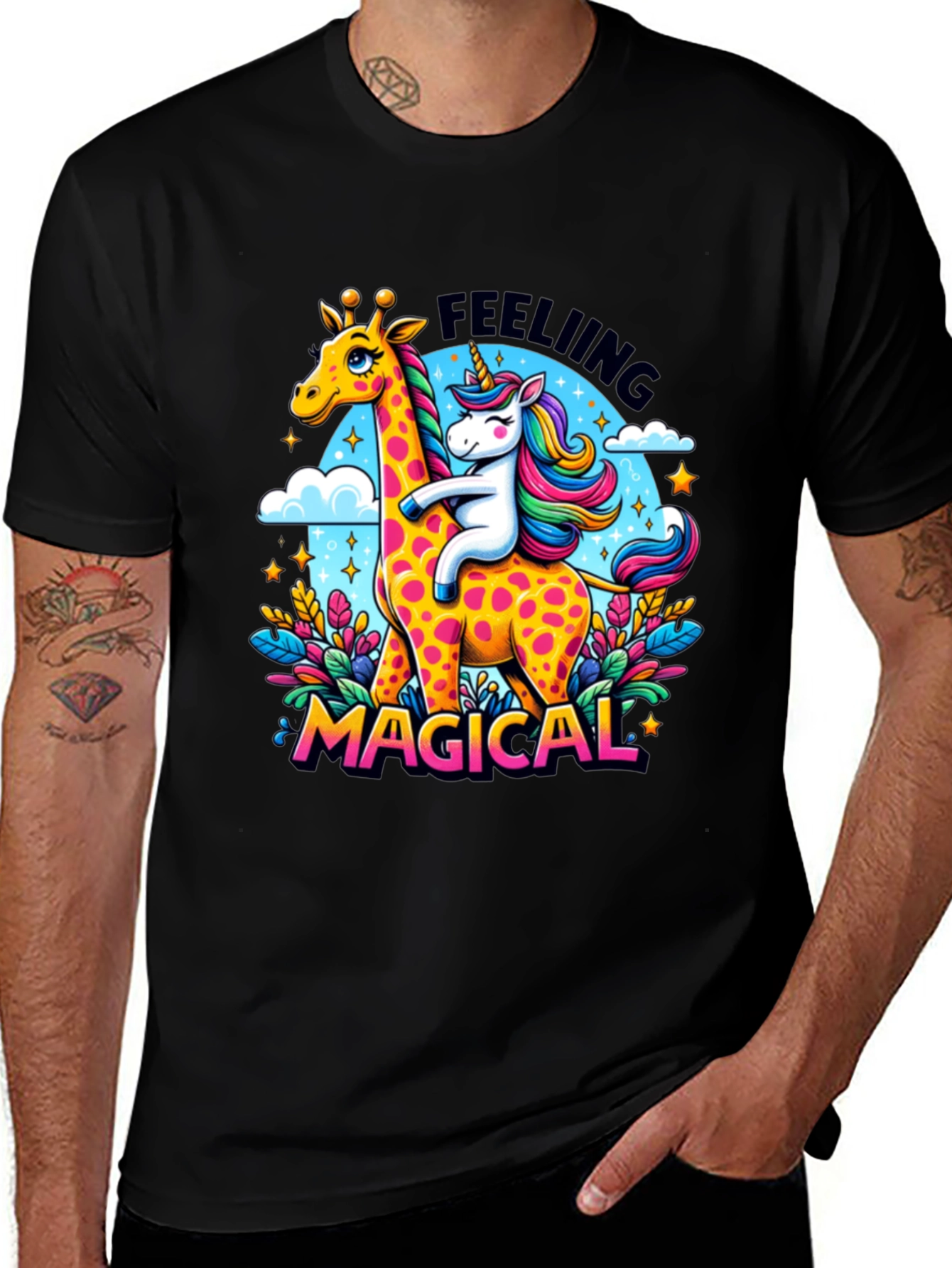 Variant 13 of Magical Giraffe & Unicorn Graphic Tee