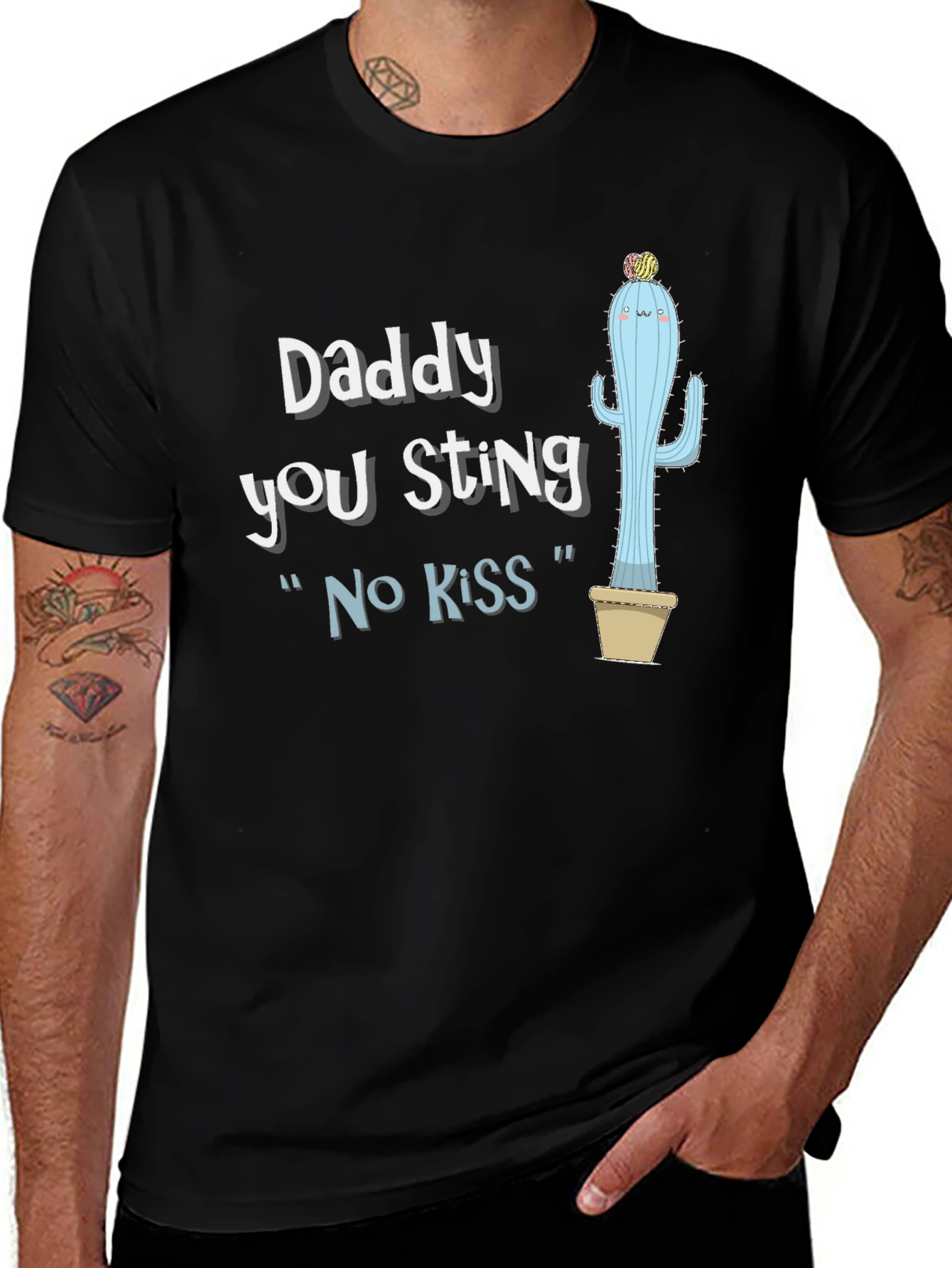 Variant 13 of Daddy You Sting T-Shirt - Funny Cactus Graphic Tee