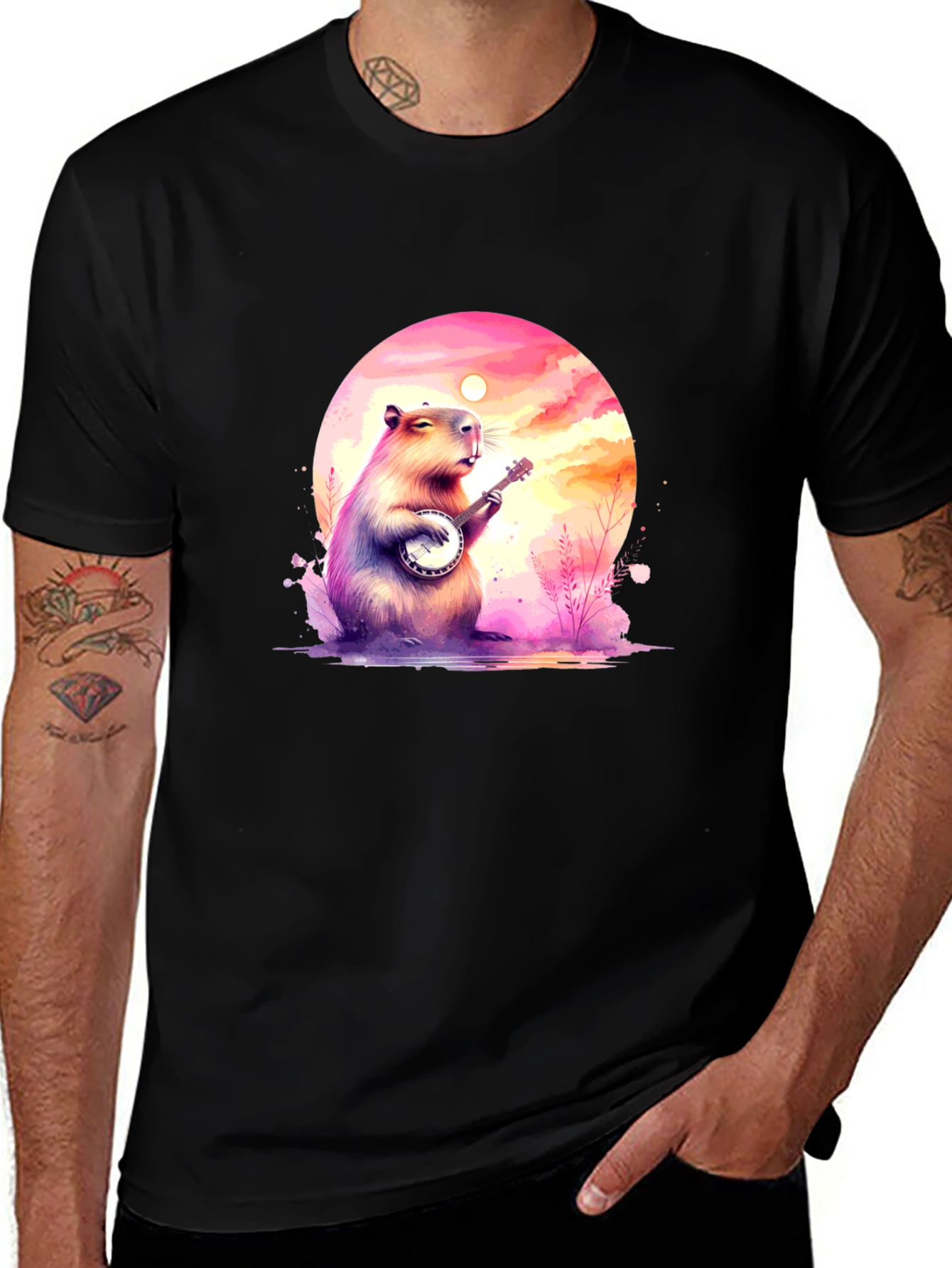 Variant 29 of Capybara Banjo Sunset T-Shirt