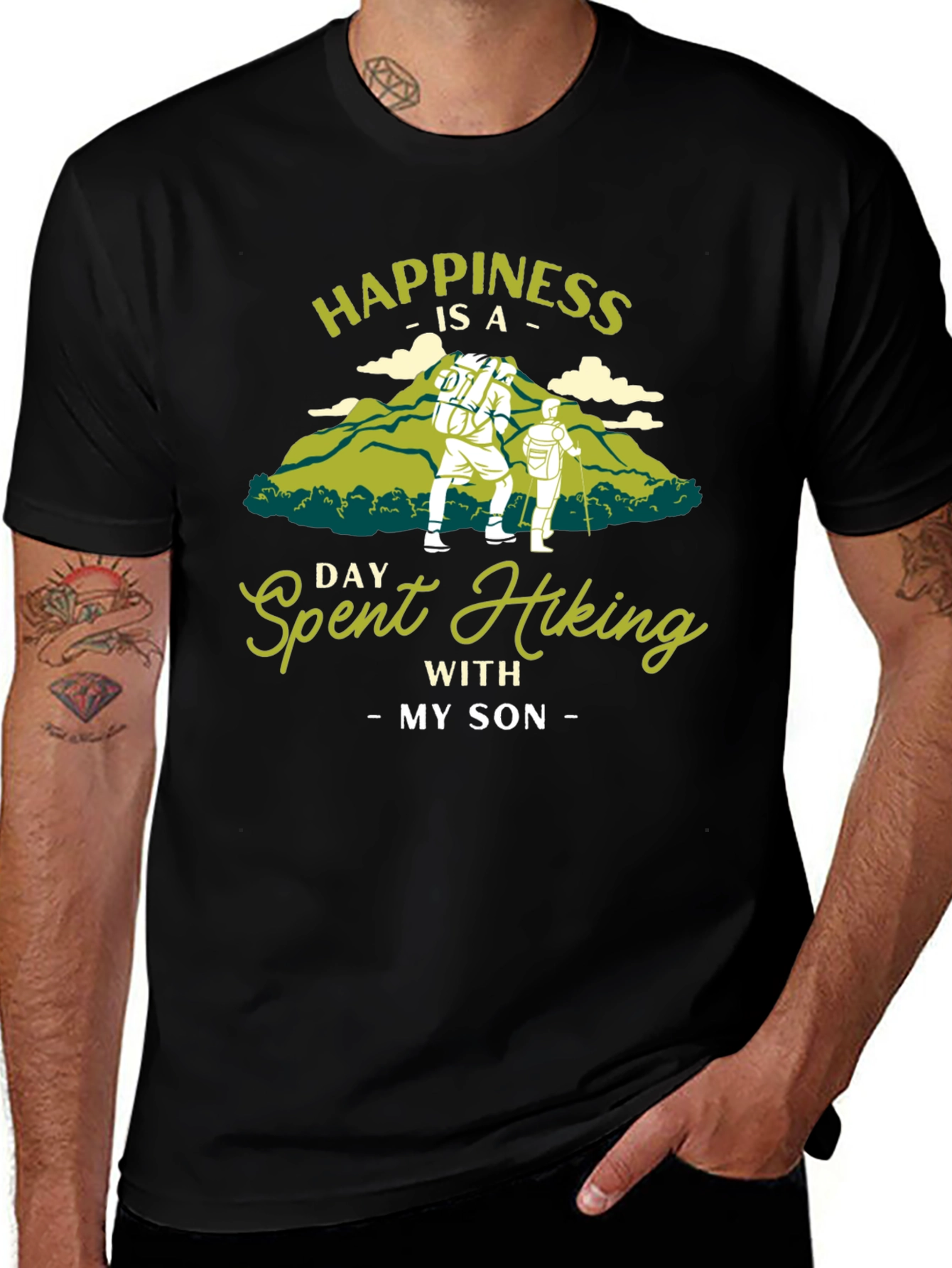 Variant 15 of Hiking with Son T-Shirt - Happiness is a Day Spent Hiking