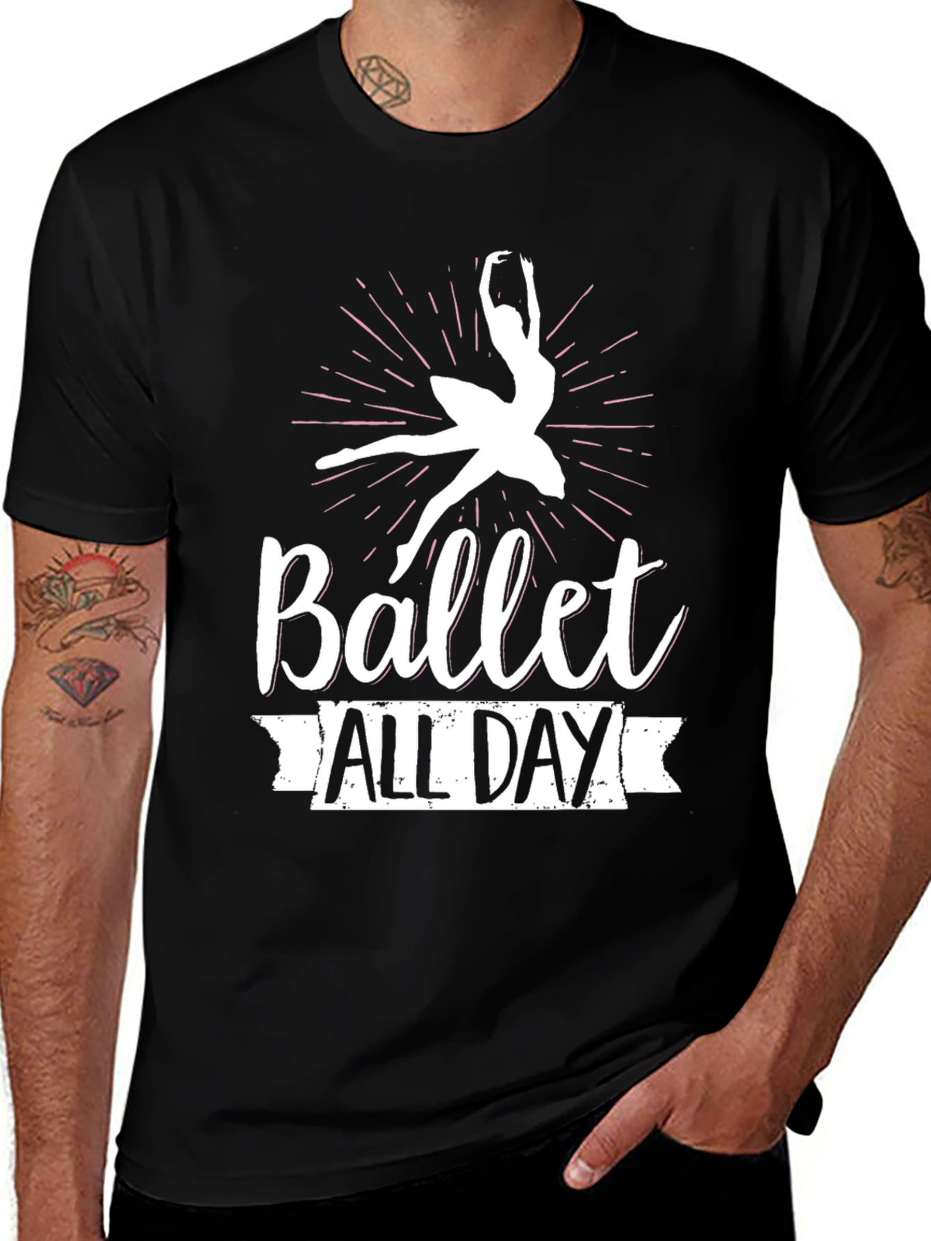 Ballet All Day Black T-Shirt - Dancer Design