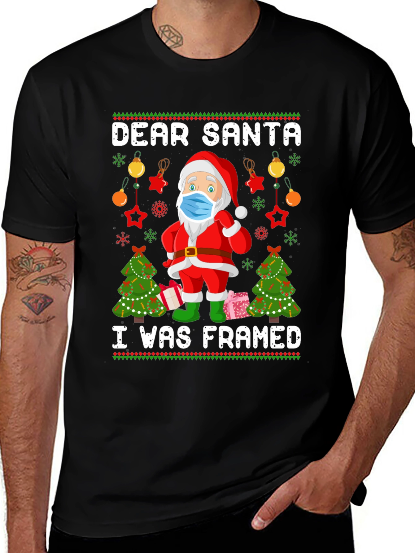Funny Christmas Santa T-Shirt - Dear Santa, I Was Framed