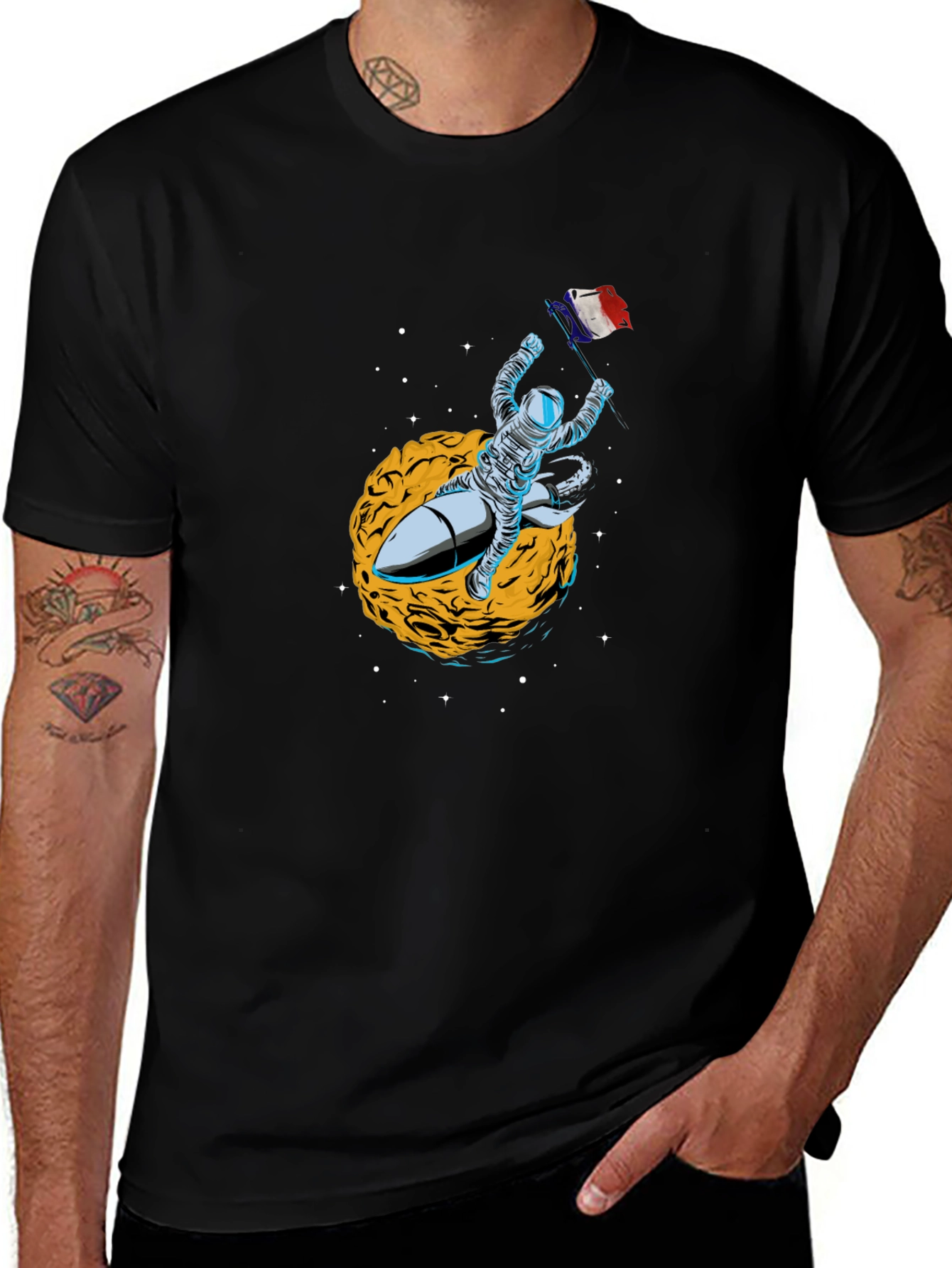 Variant 24 of Astronaut Rocket Black T-Shirt