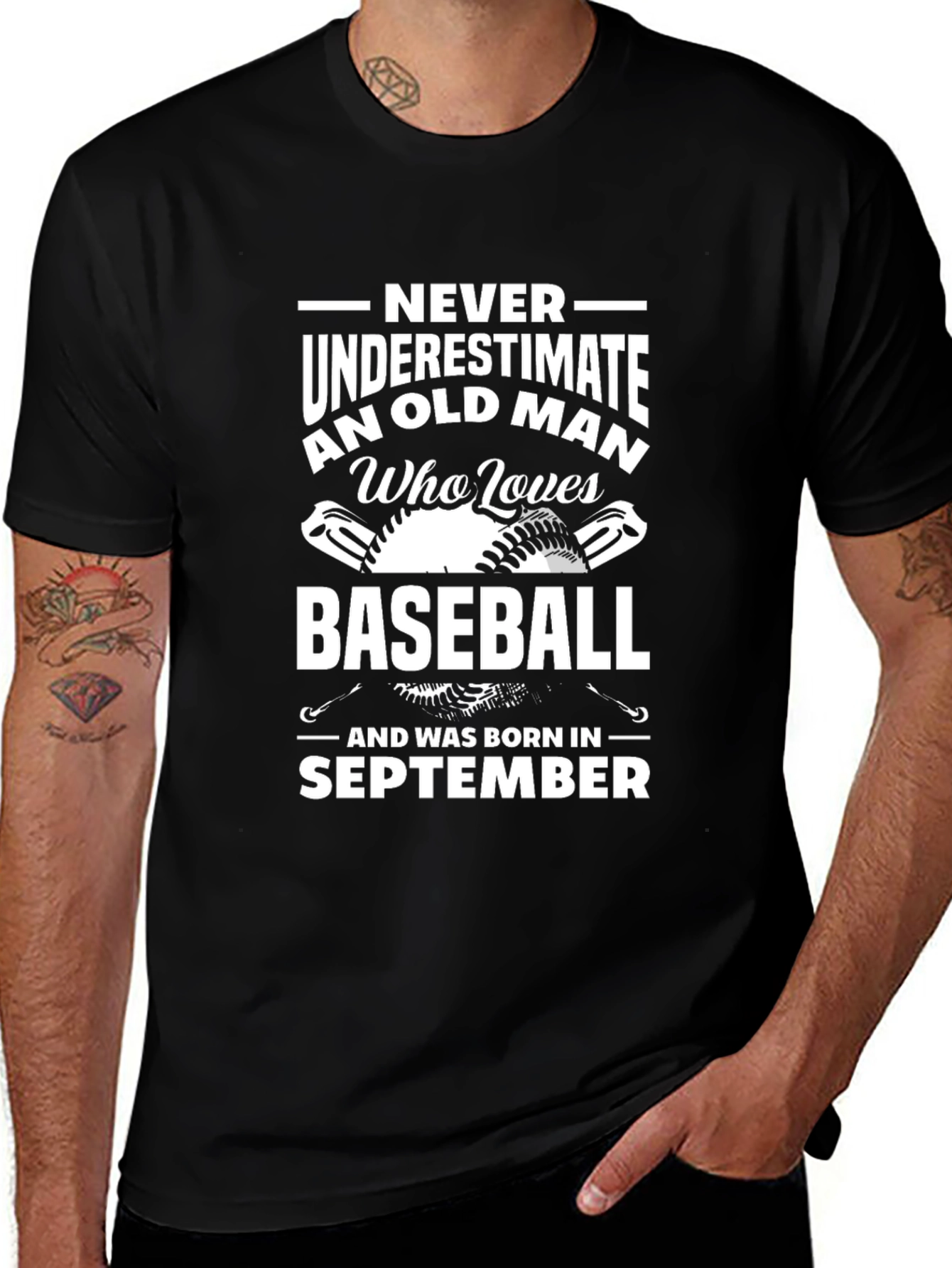 Variant 18 of Baseball Old Man September Birthday T-Shirt
