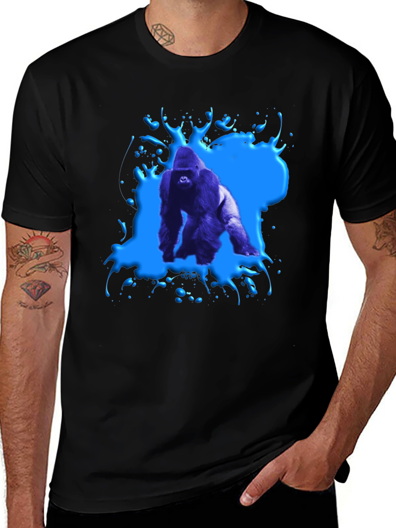 Variant 16 of Gorilla Splash Graphic Tee - Bold Black T-Shirt