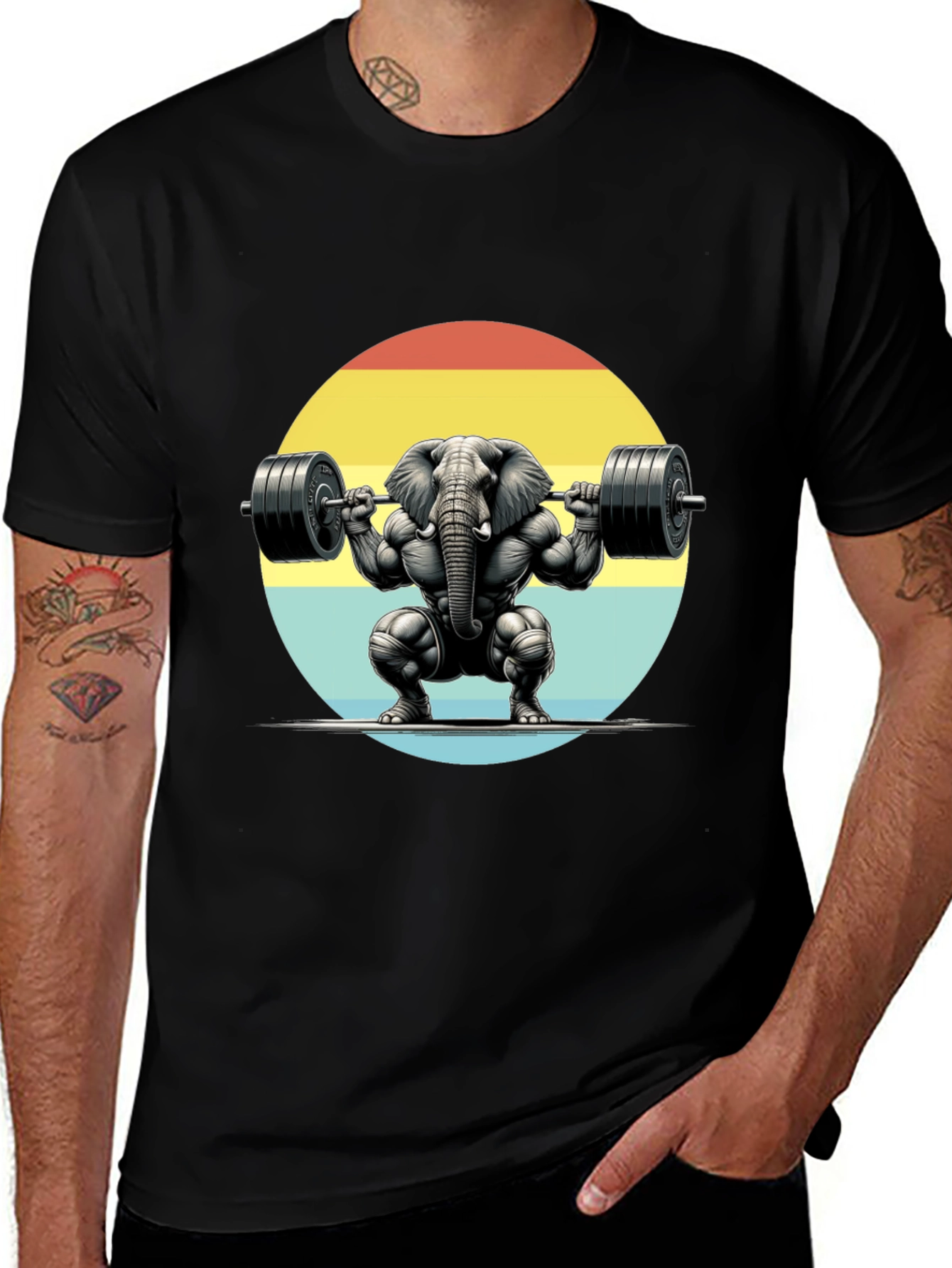 Variant 2 of Elephant Gym T-Shirt - Weightlifting Animal Tee